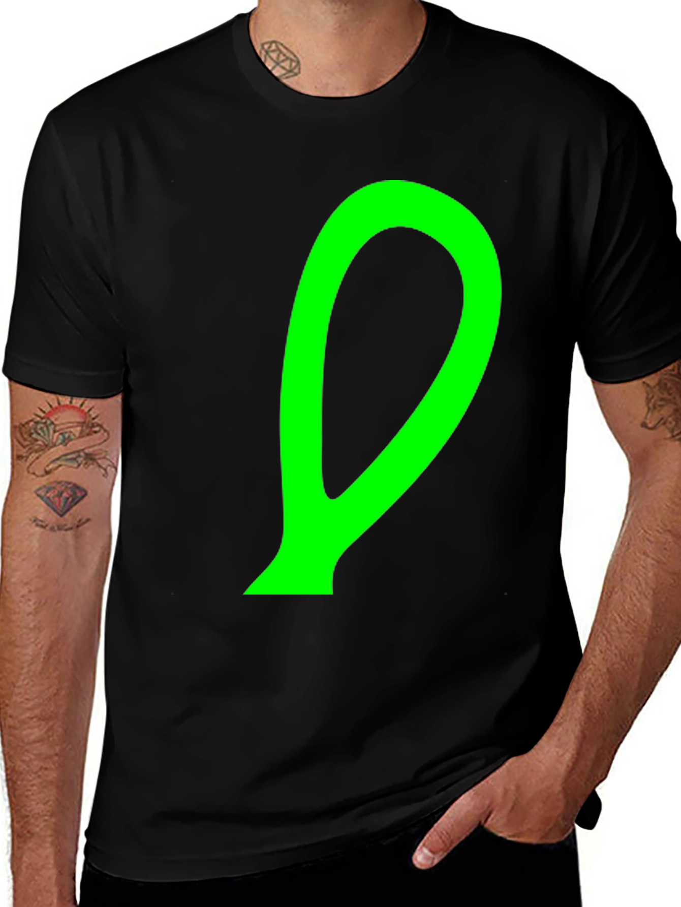 Variant 9 of Abstract Green Shape Black T-Shirt