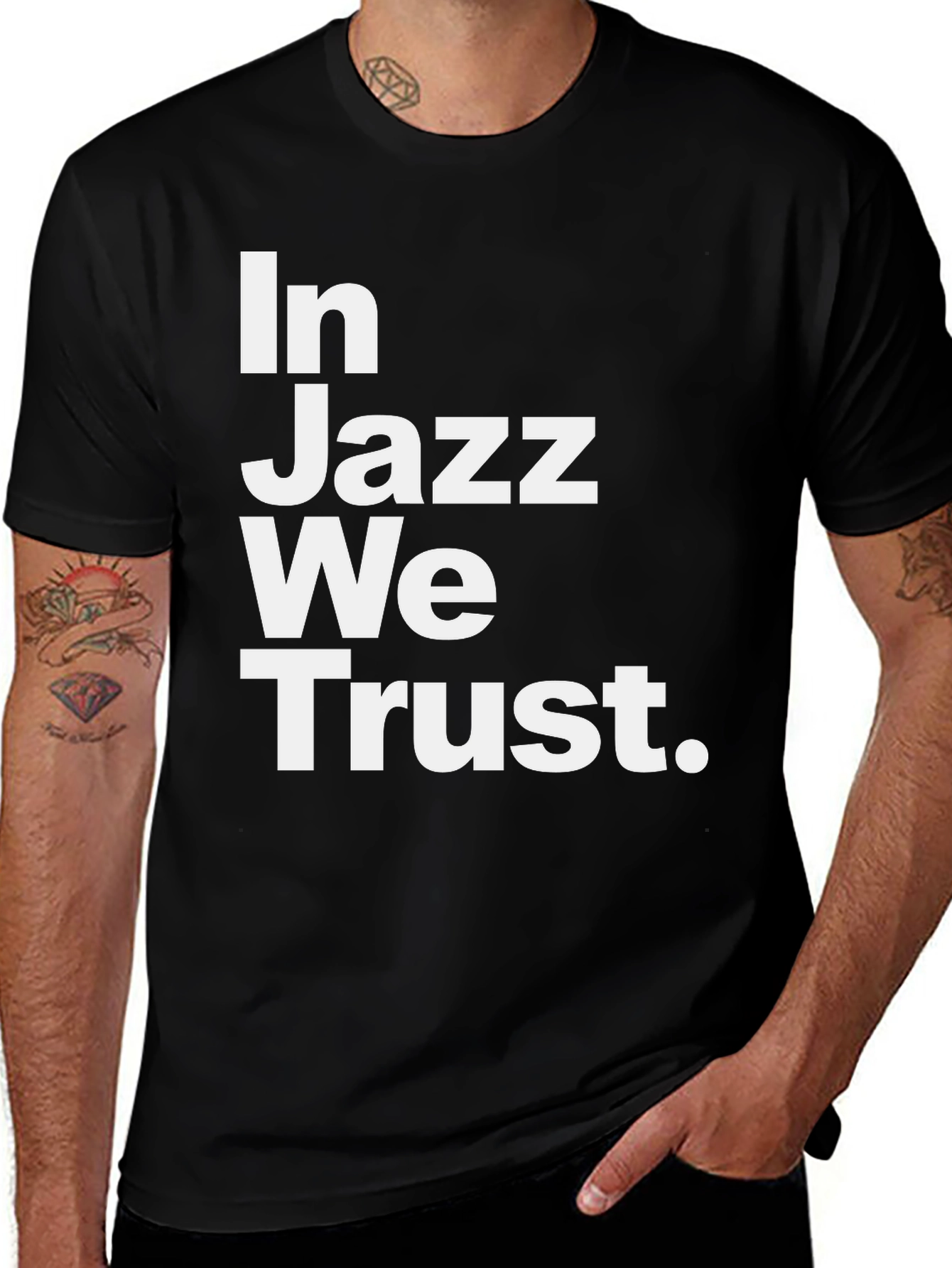 Variant 21 of In Jazz We Trust Graphic Tee - Black Cotton T-Shirt