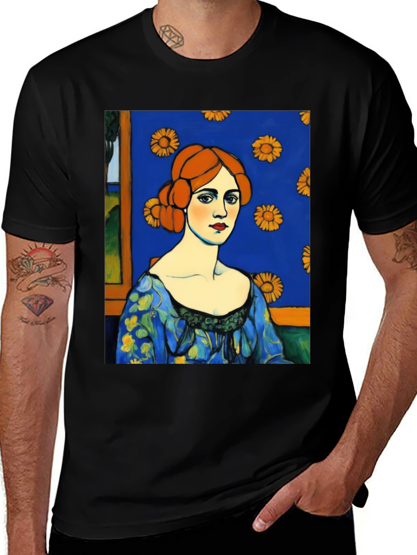 Variant 7 of Woman with Flowers T-Shirt