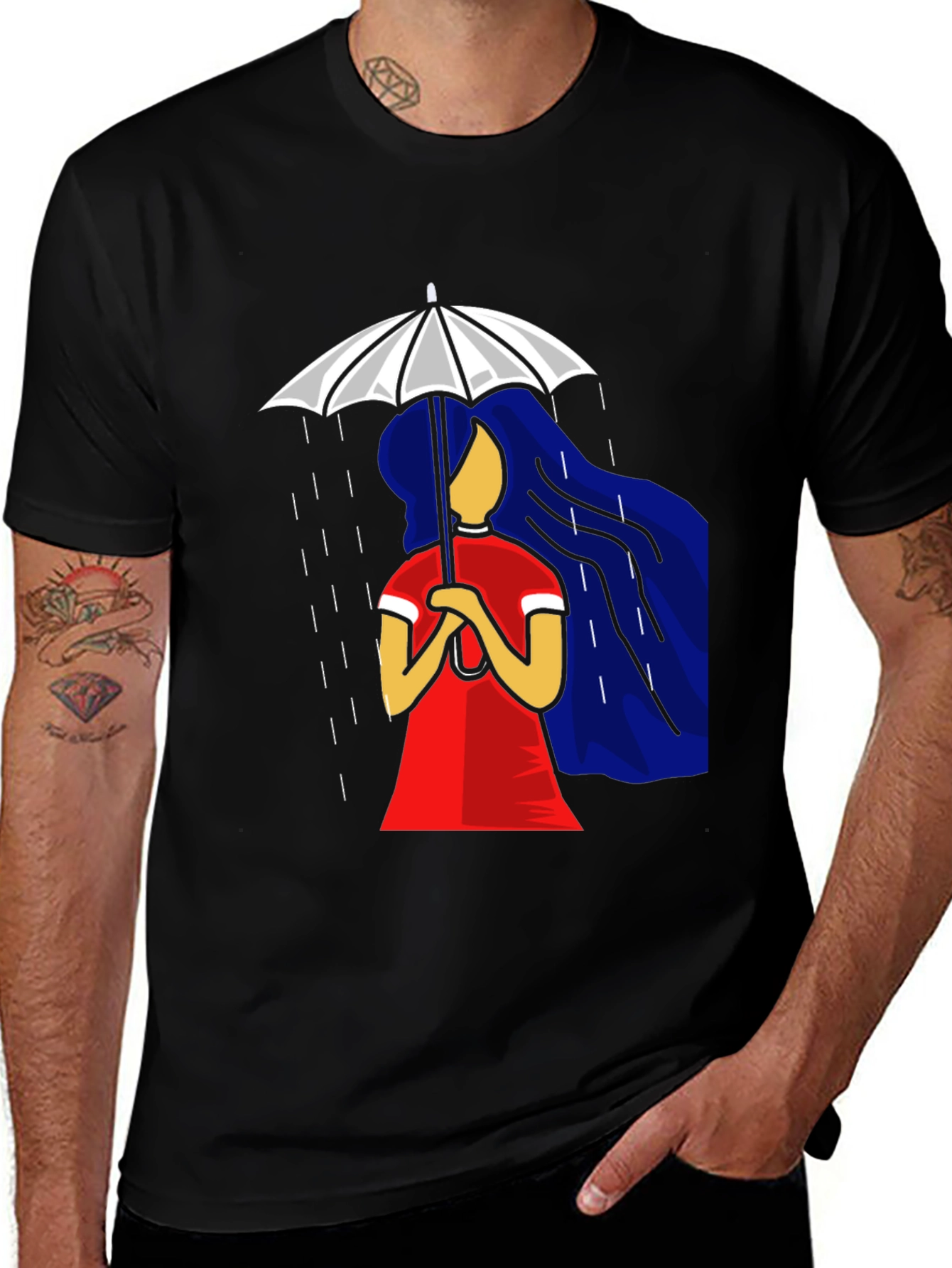Variant 8 of Stylish Rain Illustration Graphic Tee