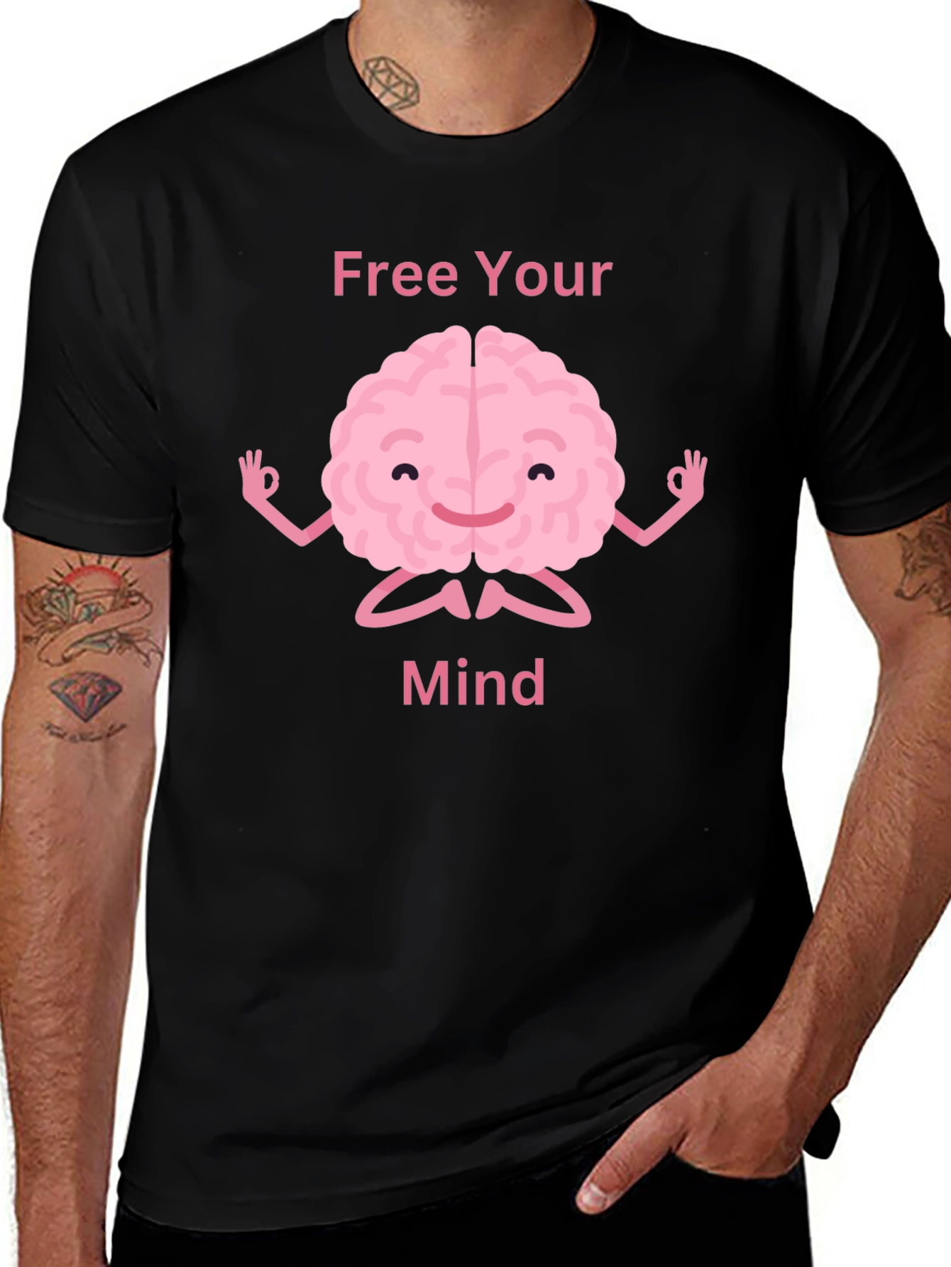 Variant 16 of Free Your Mind T-Shirt - Meditating Brain Graphic Tee