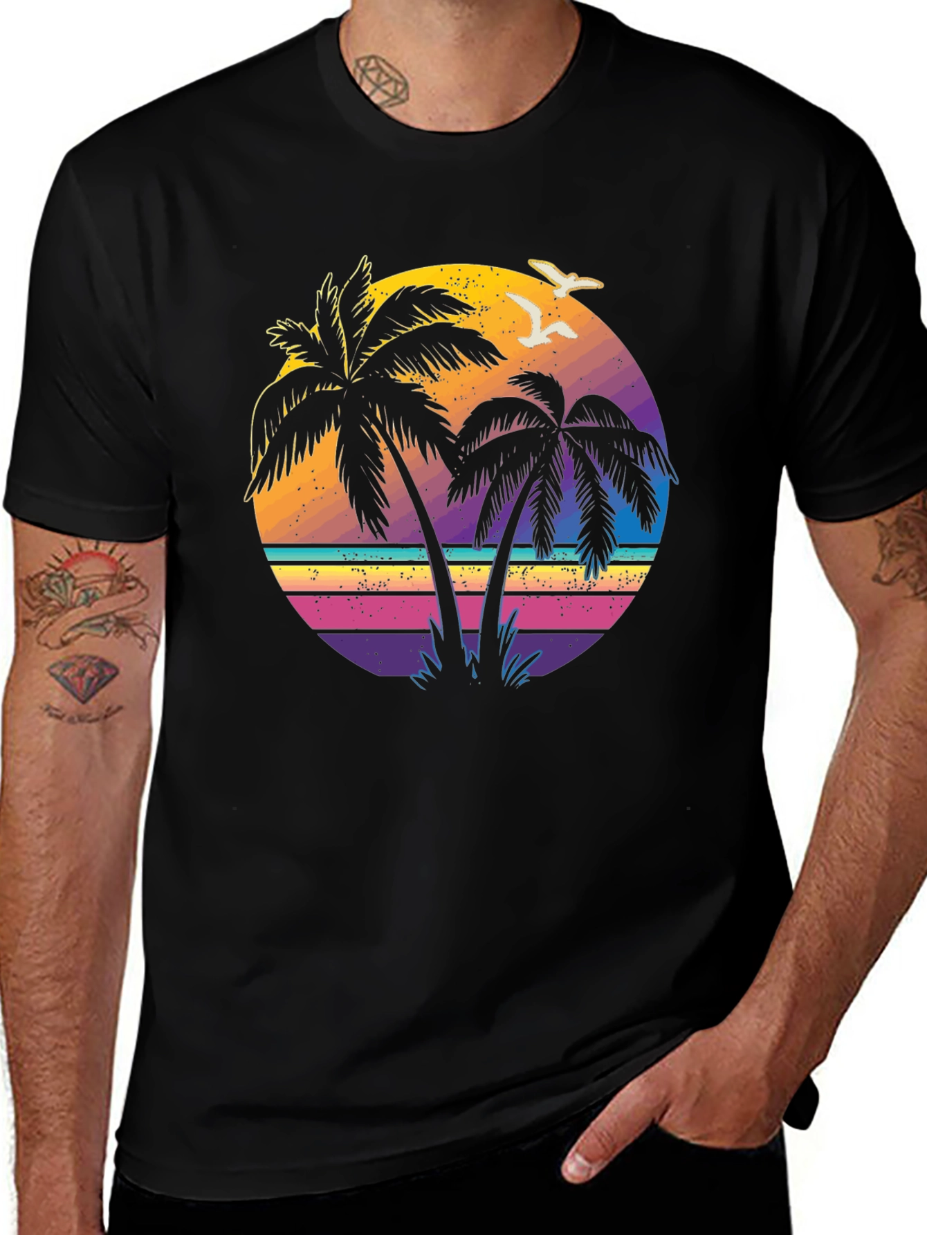 Variant 16 of Retro Sunset Palm Tree Graphic T-Shirt