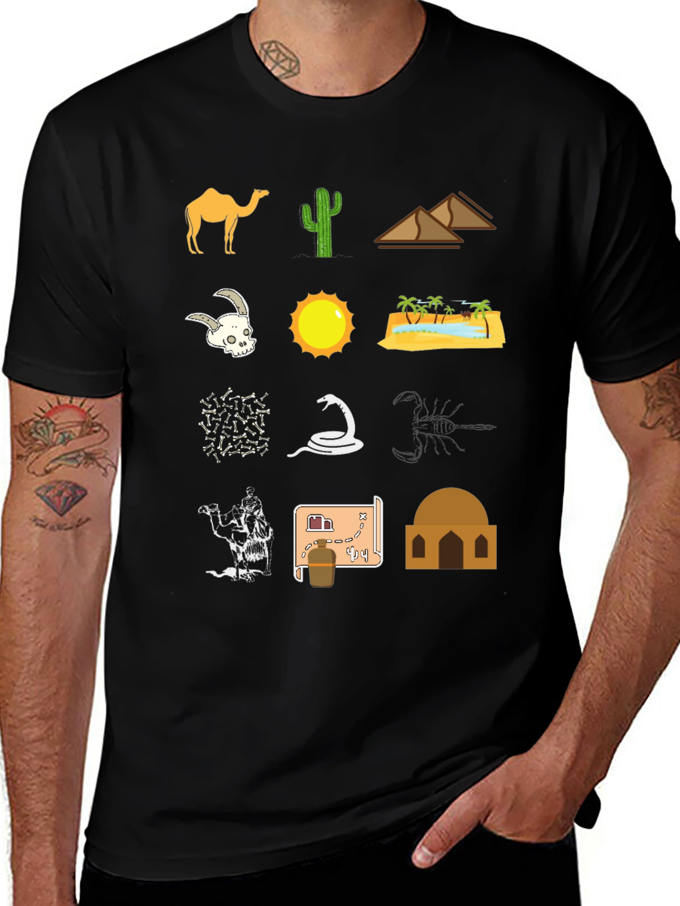 Variant 24 of Desert Life Graphic Tee - Black Cotton T-Shirt