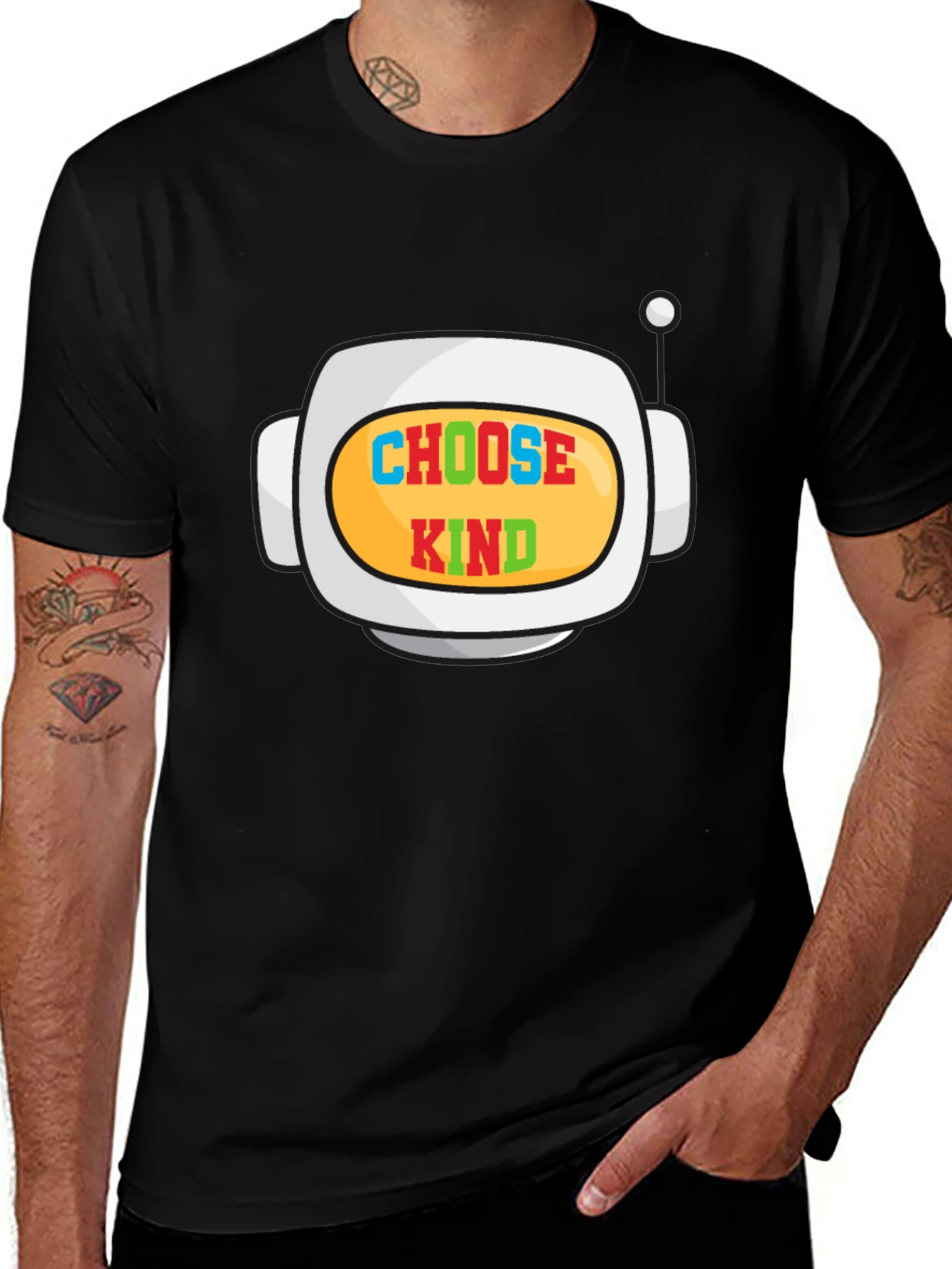 Variant 28 of Choose Kind Robot Graphic Black T-Shirt
