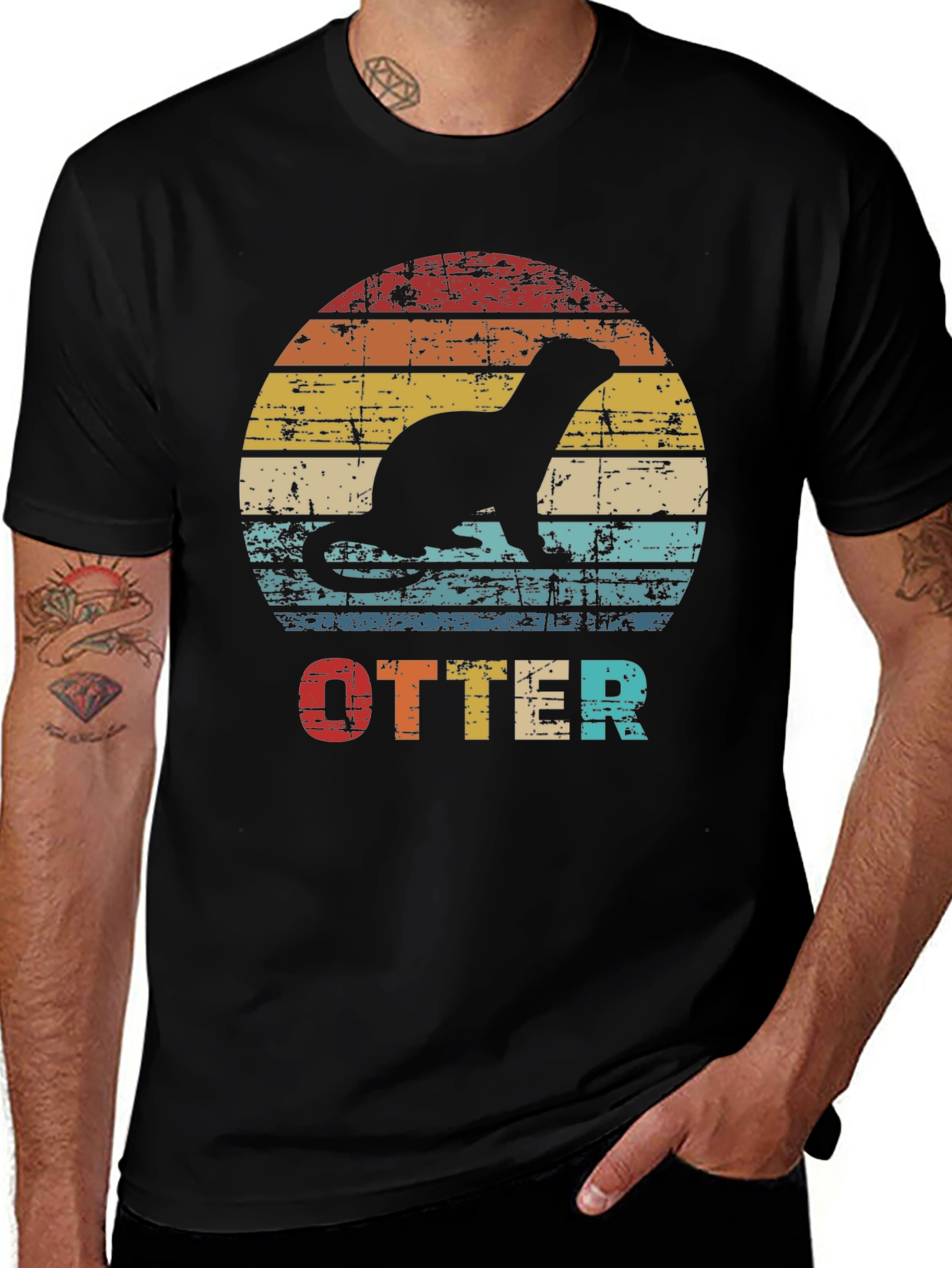 Variant 10 of Retro Otter Silhouette T-Shirt - Vintage Style Tee