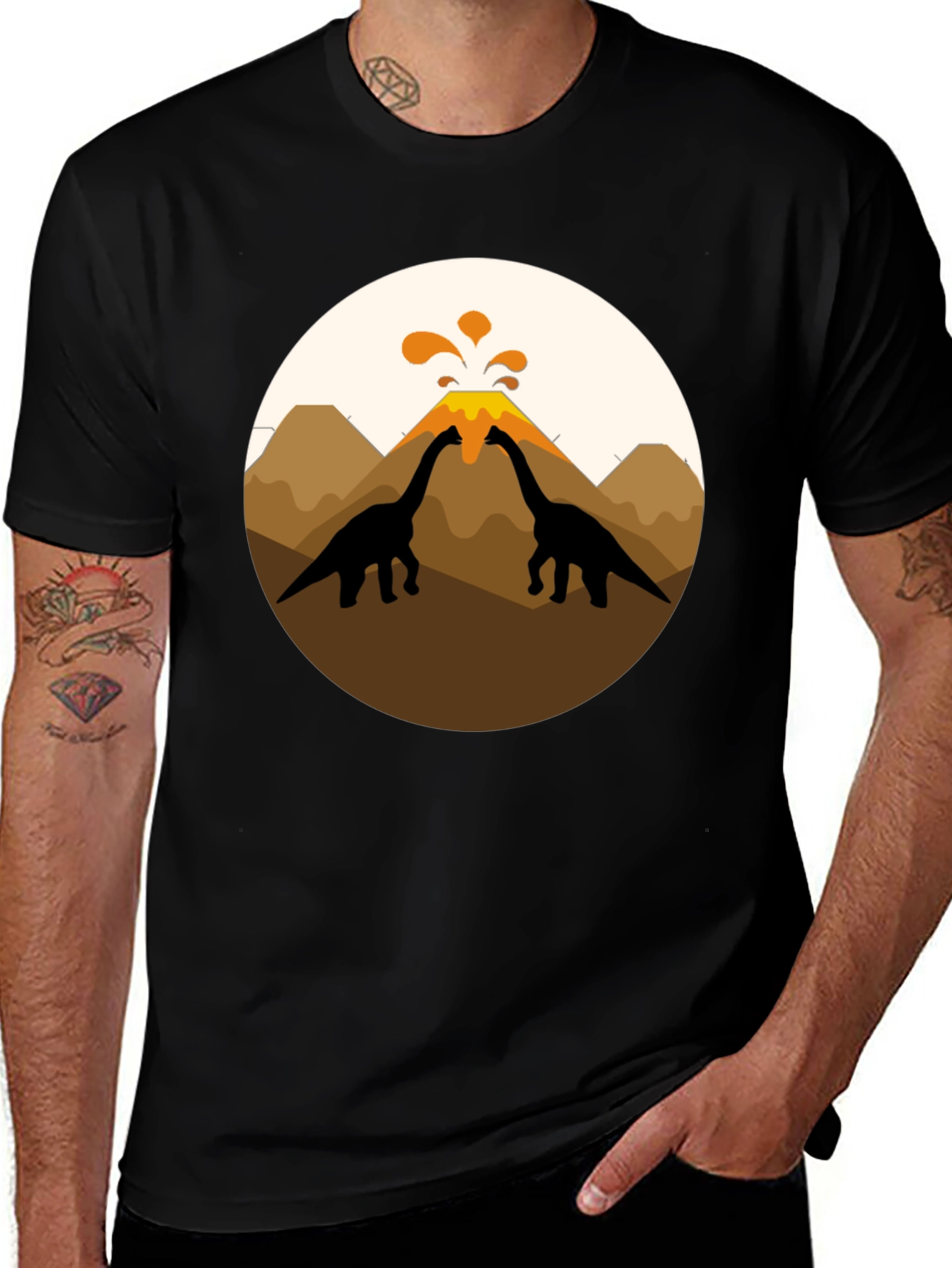 Variant 25 of Dinosaur Volcano Graphic Tee - Black T-Shirt