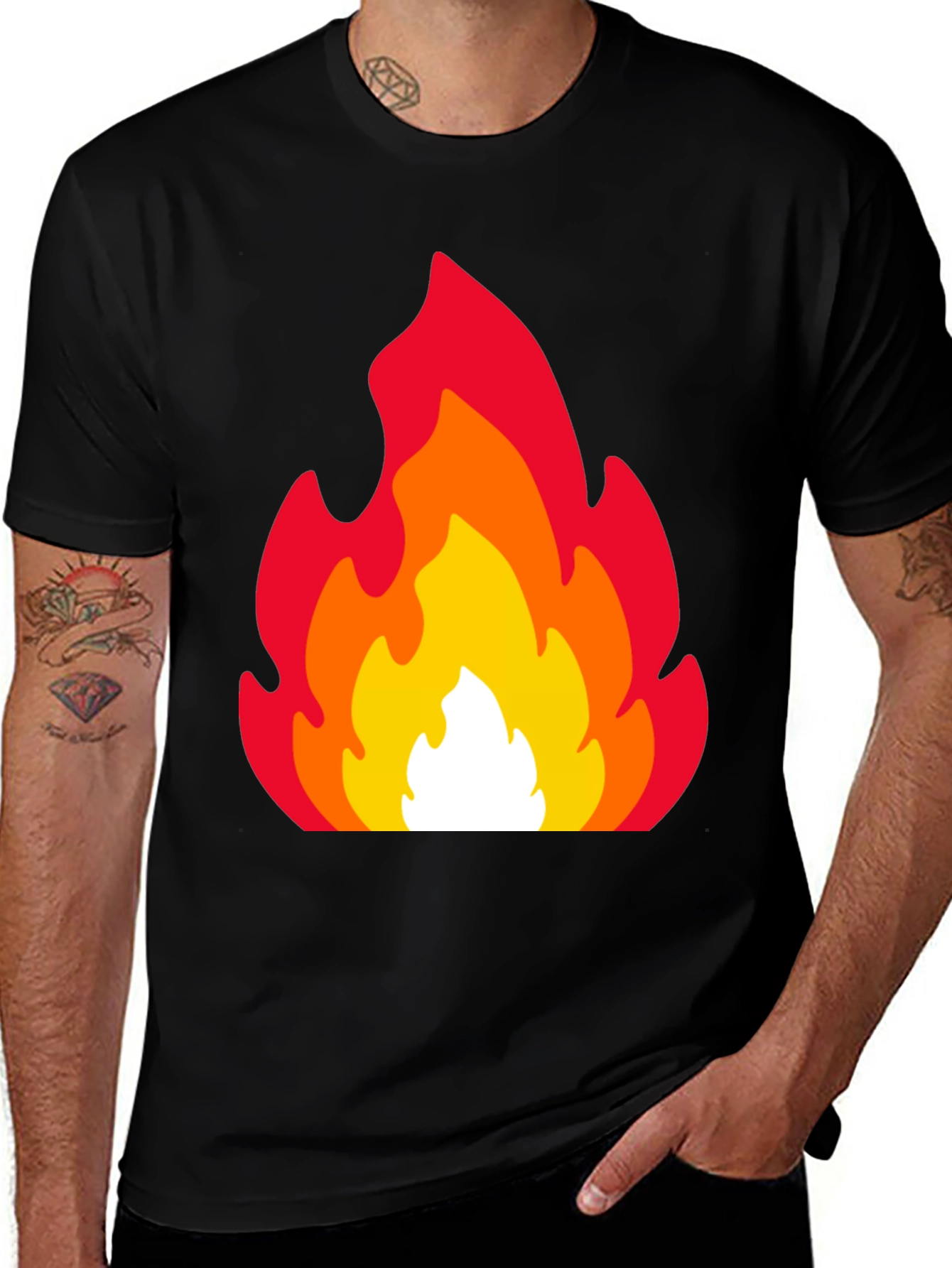 Variant 21 of Fiery Flames Graphic Tee - Black Cotton T-Shirt