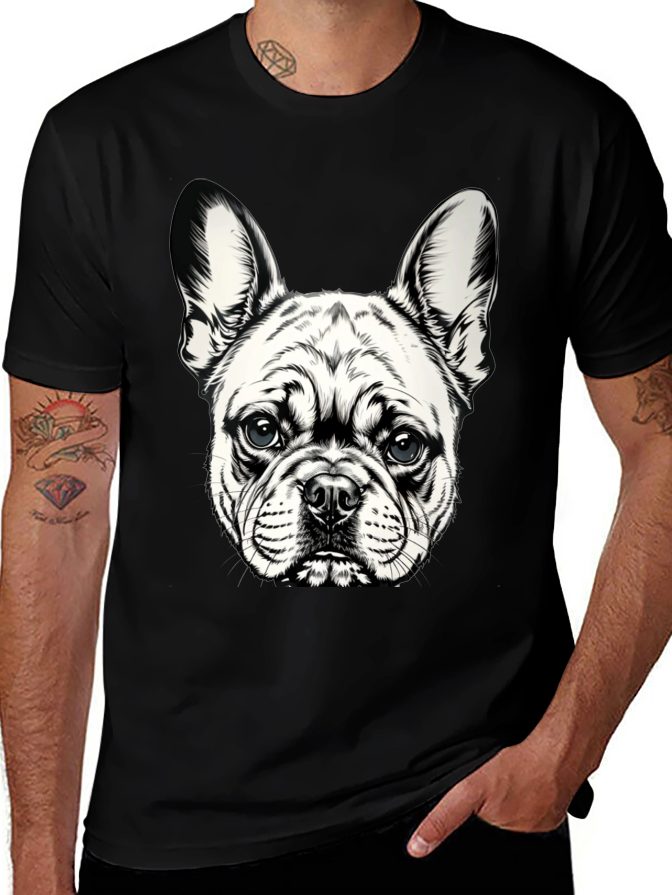 Variant 11 of Dog Graphic T-Shirt - Black Cotton Blend