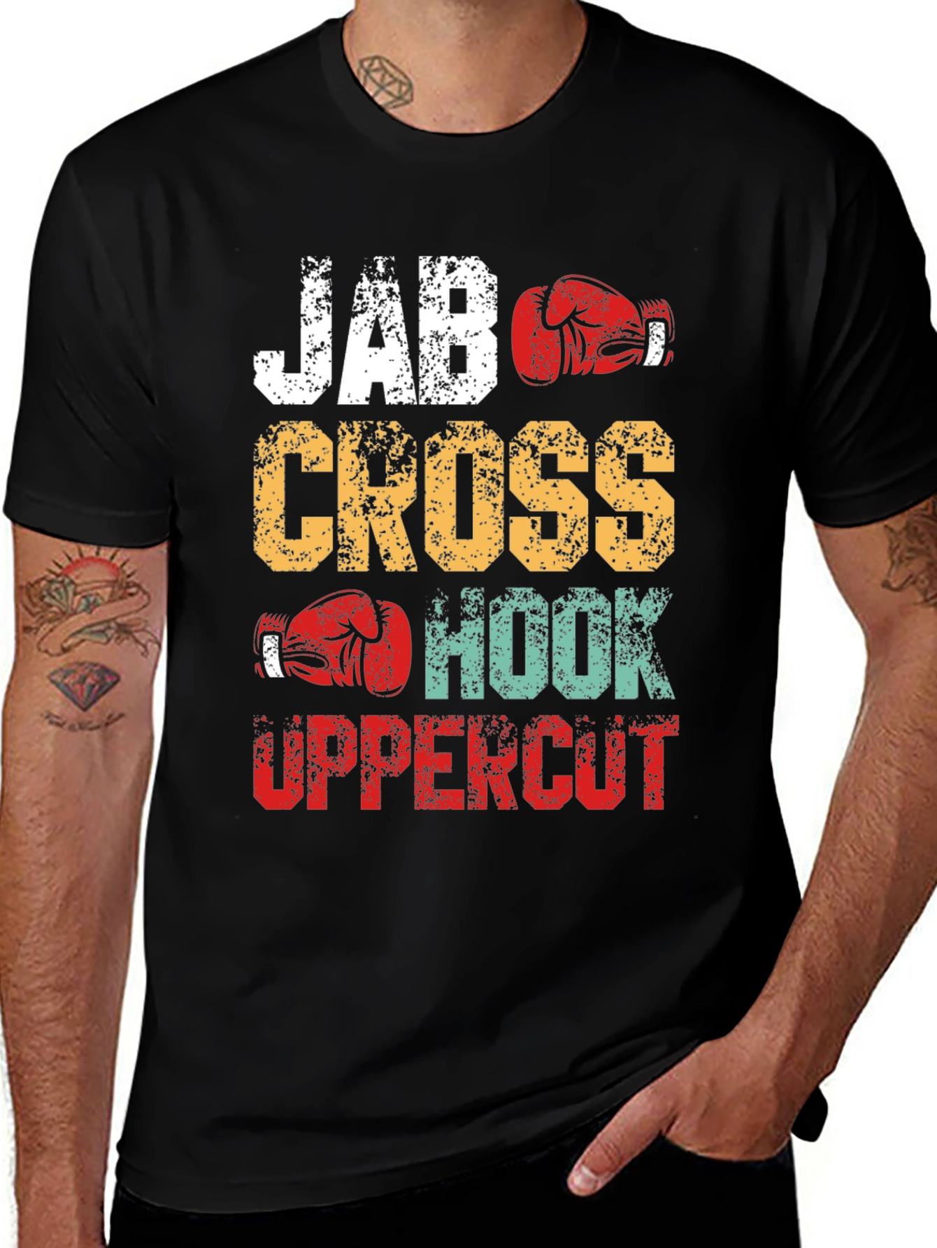 Variant 8 of Boxing Moves Graphic Tee - Jab Cross Hook Uppercut