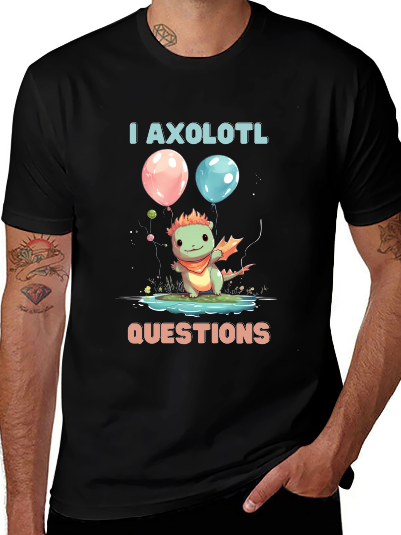 Variant 18 of Axolotl Questions T-Shirt Cute Dragon Design