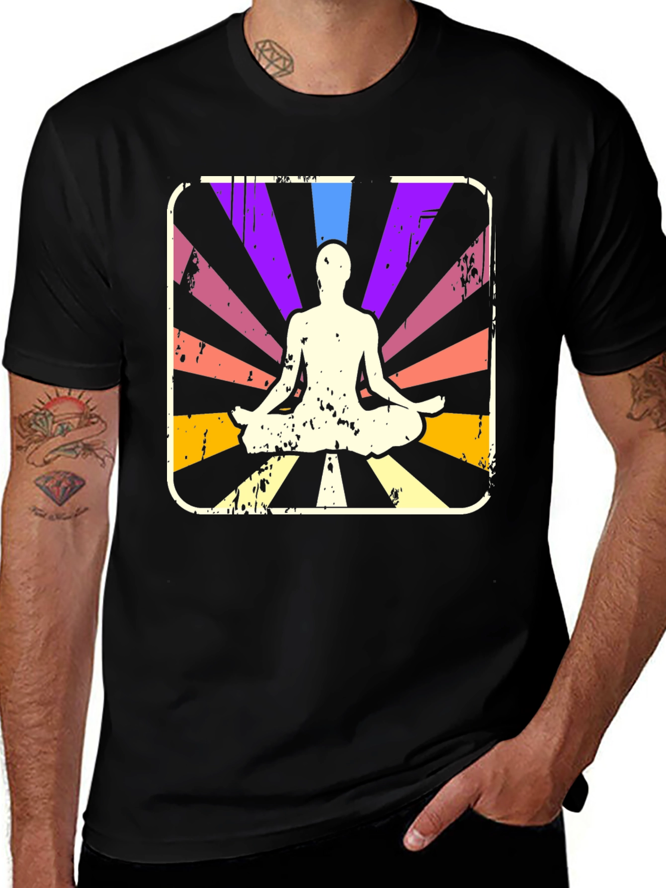 Variant 11 of Yoga Meditation Graphic Tee - Retro Style