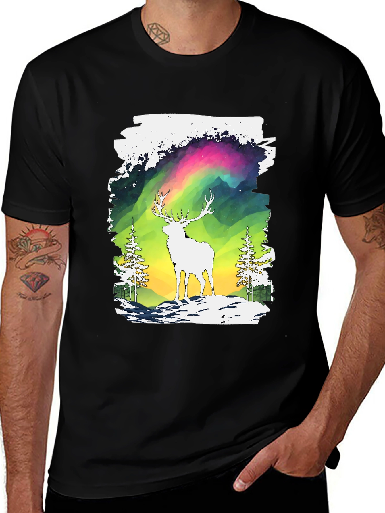 Variant 5 of Deer Aurora Graphic T-Shirt