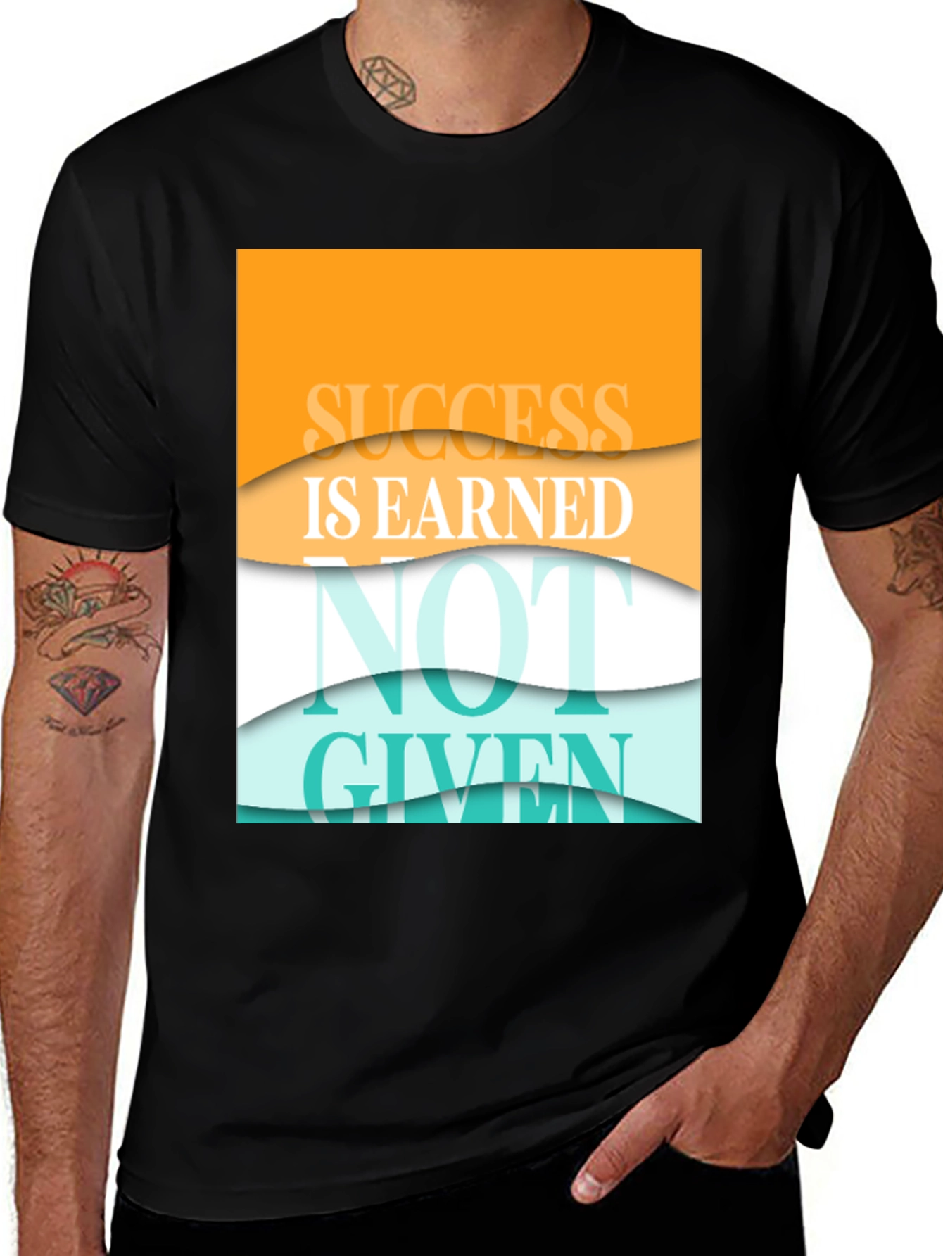 Variant 27 of Success Is Earned Black Graphic T-Shirt
