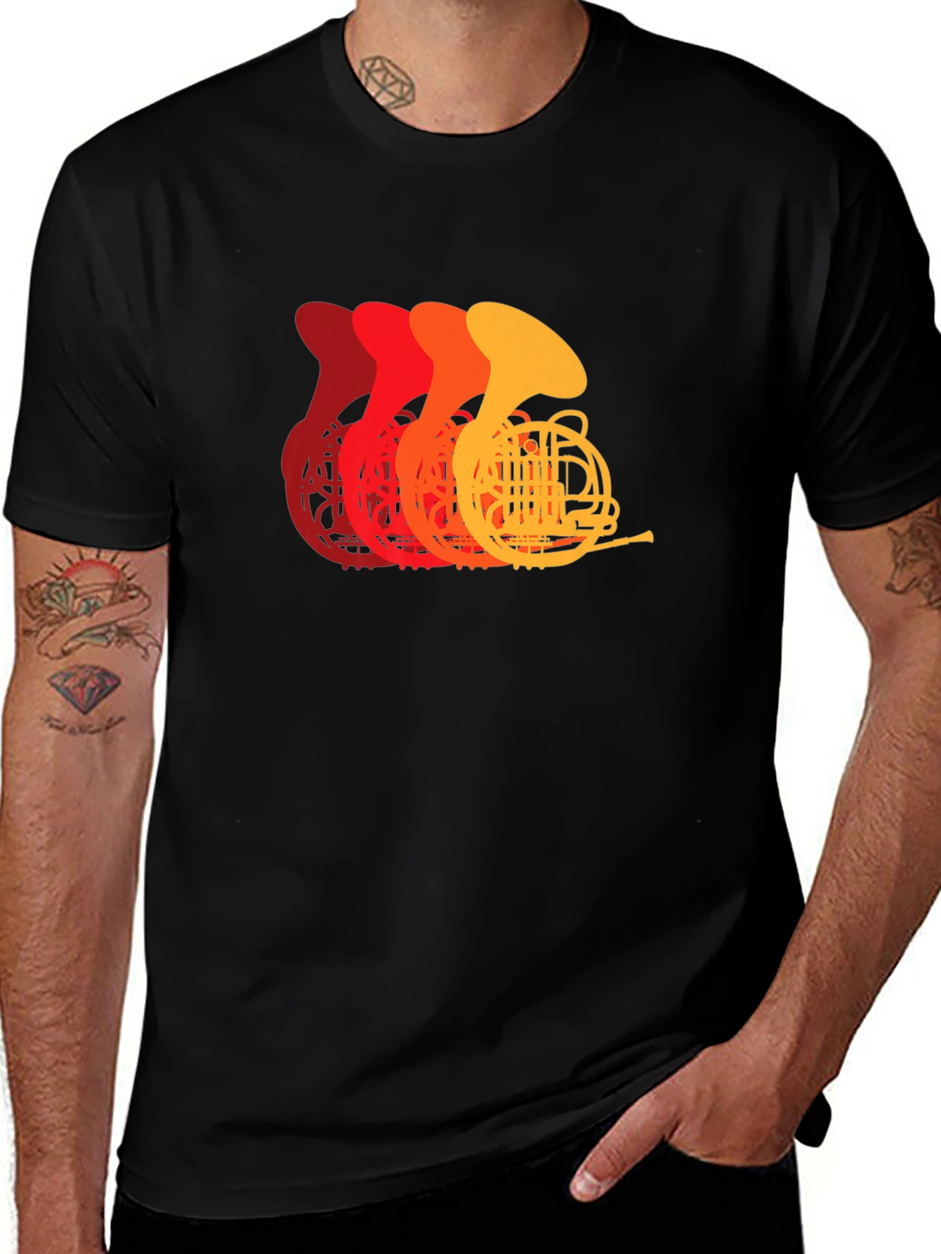 Variant 13 of French Horn Retro T-Shirt - Musician Tee