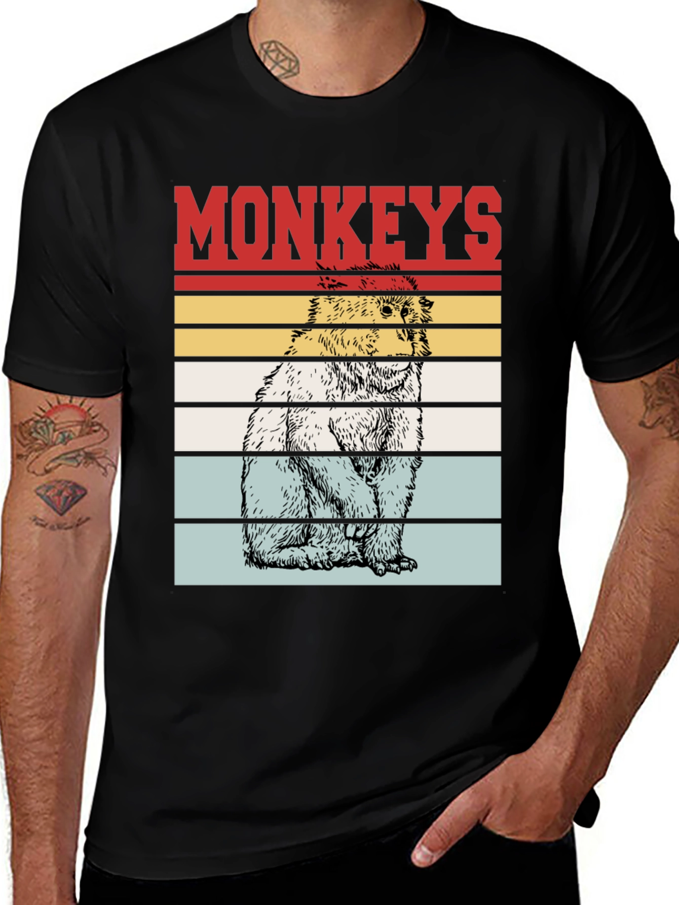 Variant 16 of Retro Monkeys Graphic Tee - Black