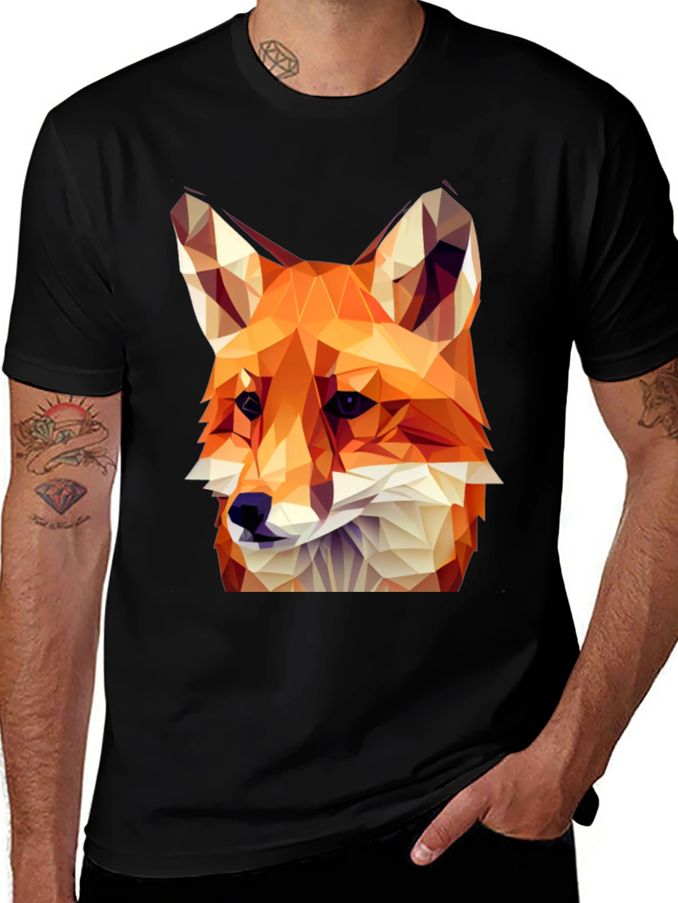 Variant 23 of Geometric Fox Graphic Tee - Unique Animal Design Shirt