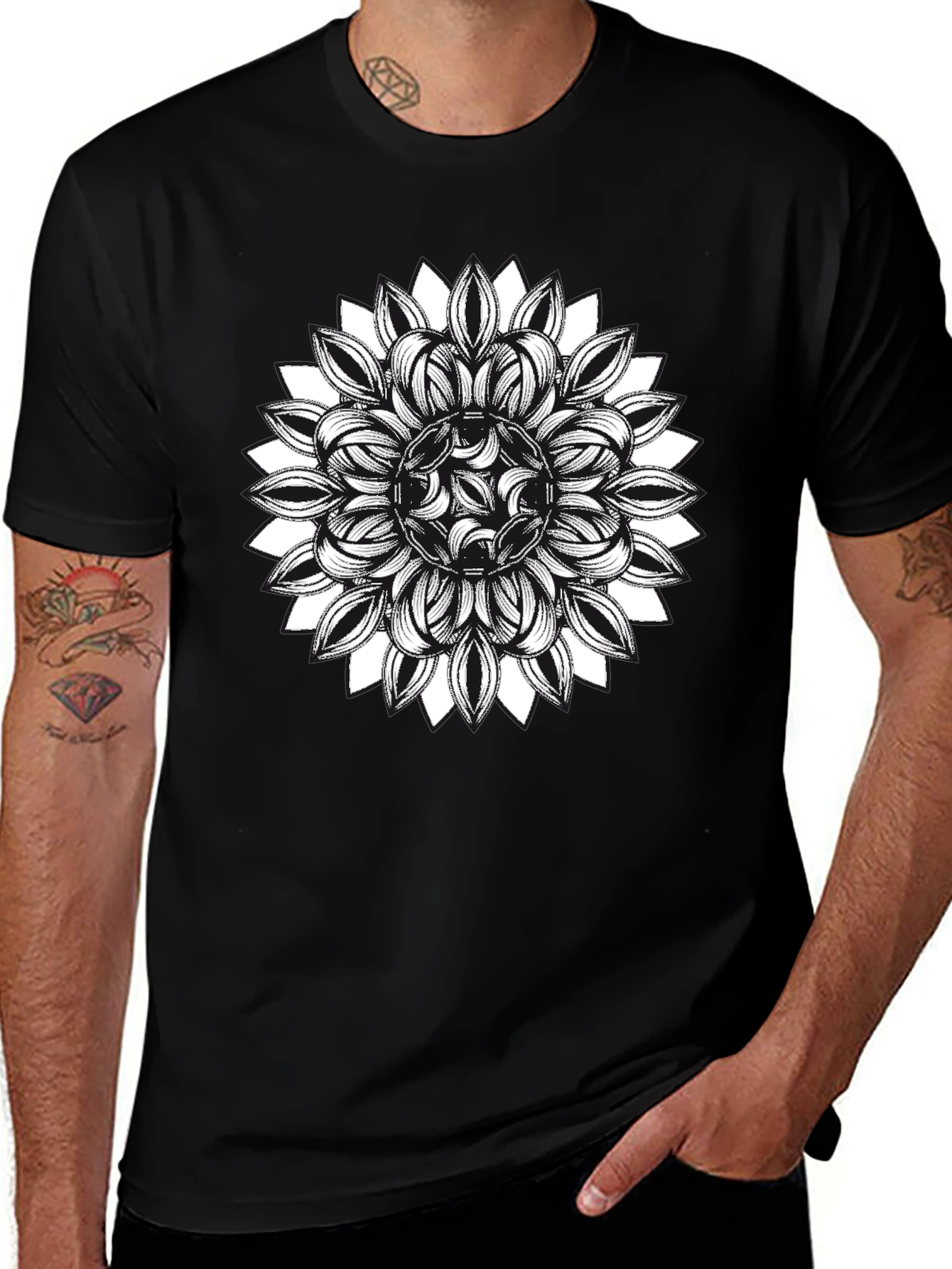 Variant 29 of Black Tee with Mandala Graphic