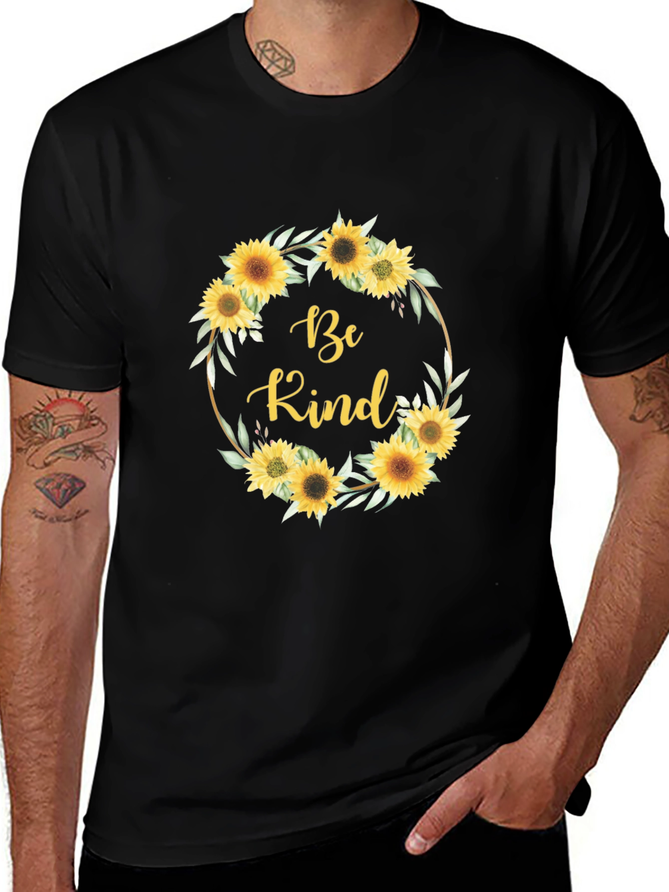 Variant 11 of Be Kind Sunflower Wreath Graphic T-Shirt