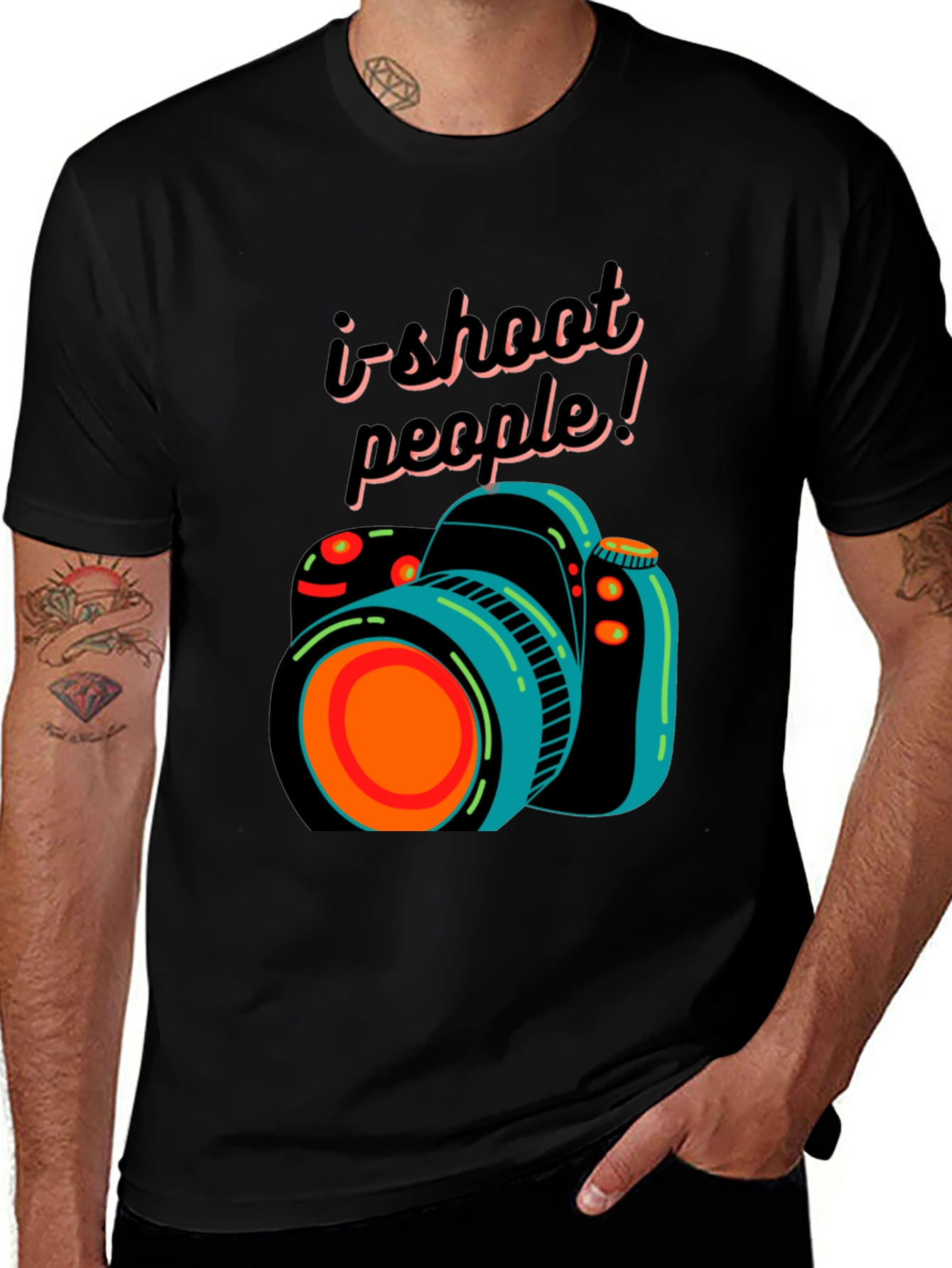 Variant 28 of I Shoot People! Camera Graphic Black T-Shirt