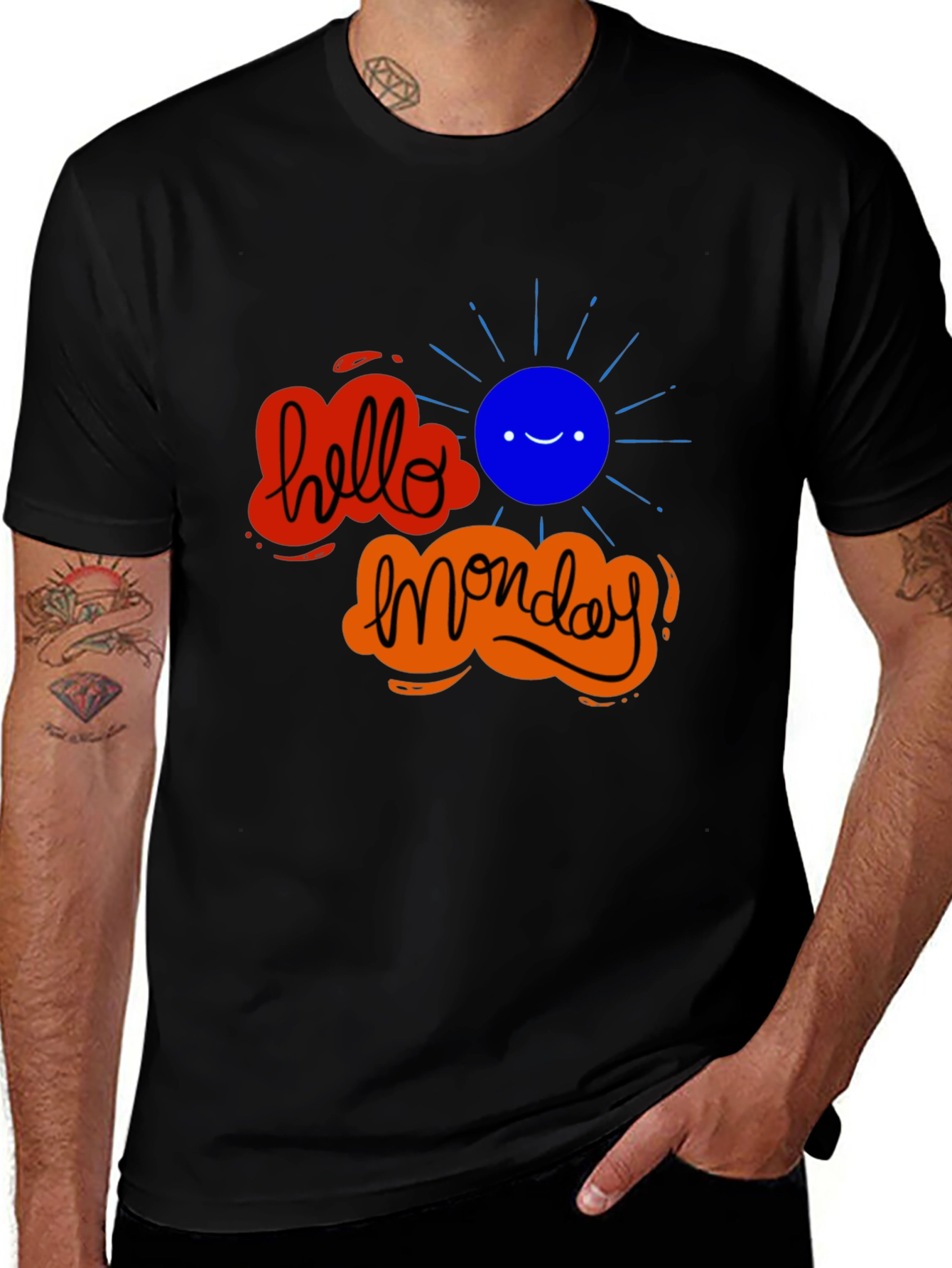 Variant 8 of Hello Monday Graphic Tee - Stylish Black T-Shirt