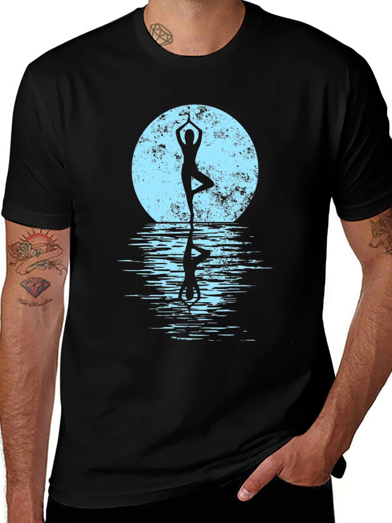 Variant 16 of Yoga Silhouette Graphic Tee - Black