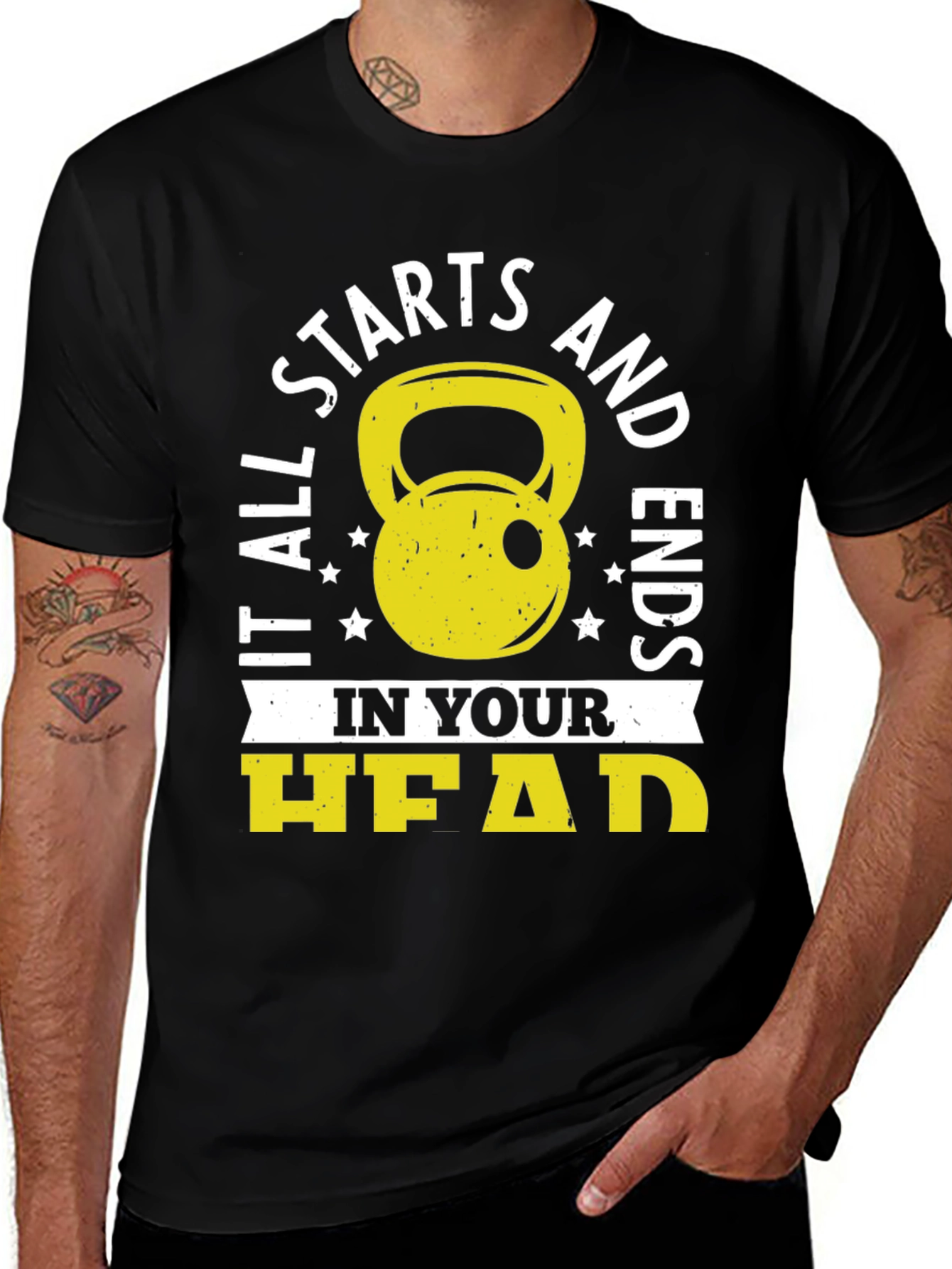 Variant 14 of It Starts in Your Head Black Graphic T-Shirt