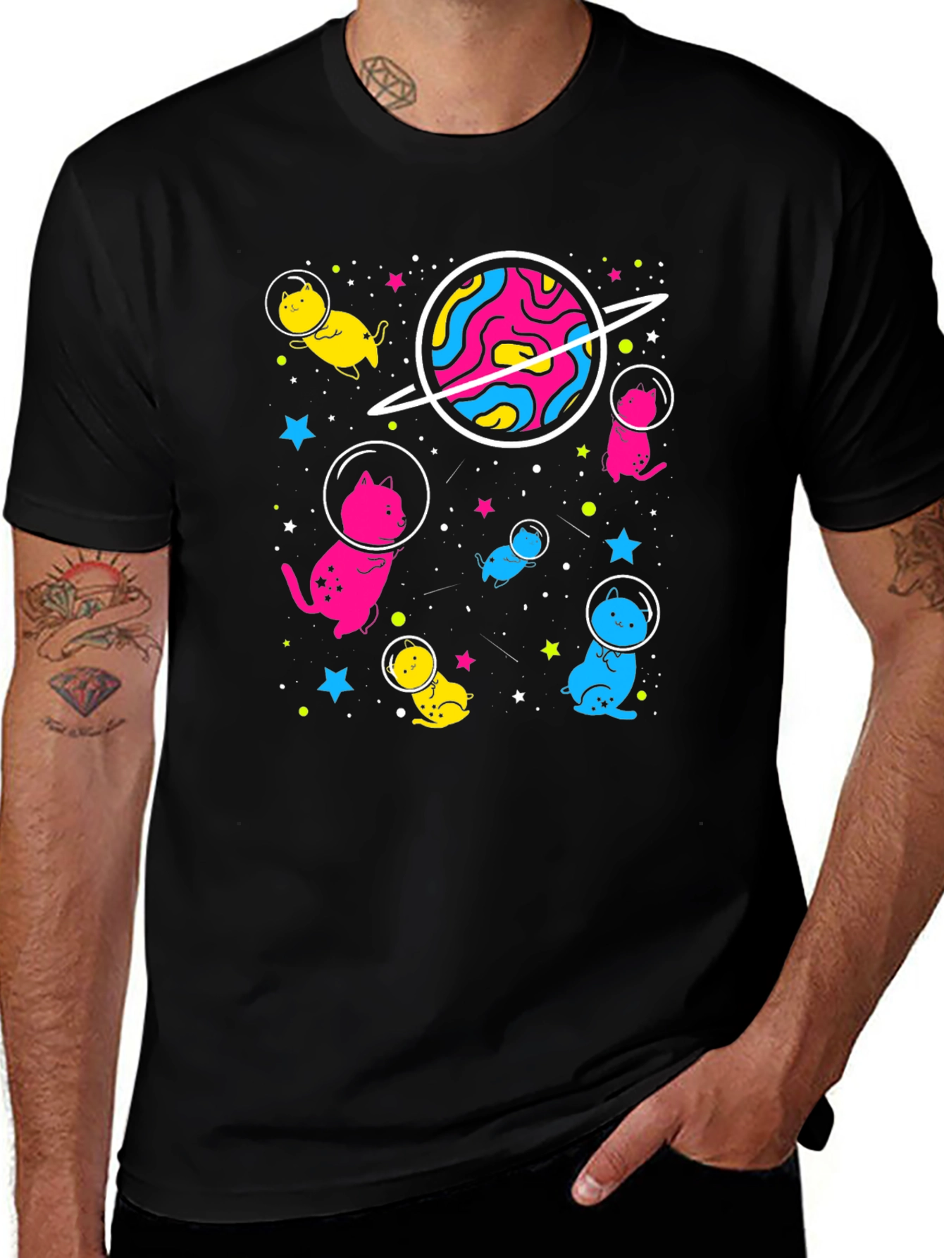 Variant 8 of Space Cat T-Shirt - Funky Cosmic Design