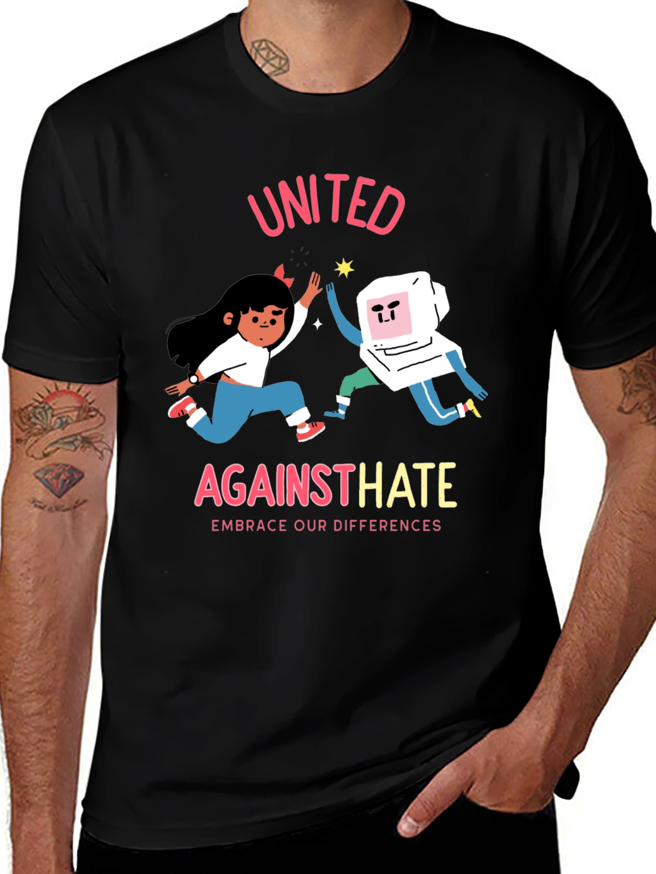Black United Against Hate Graphic T-Shirt main image