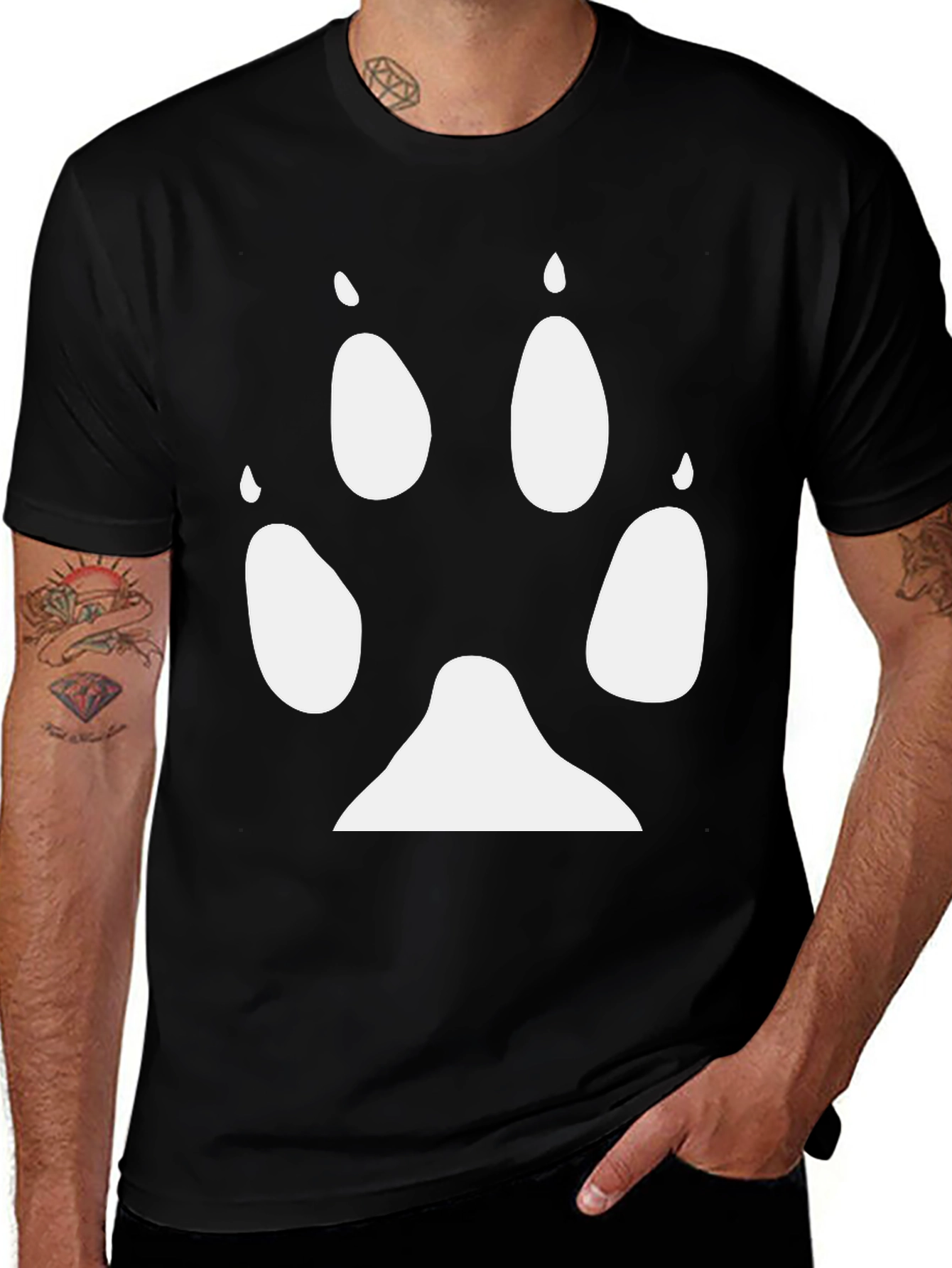 Variant 12 of Wolf Paw Print Black T-Shirt