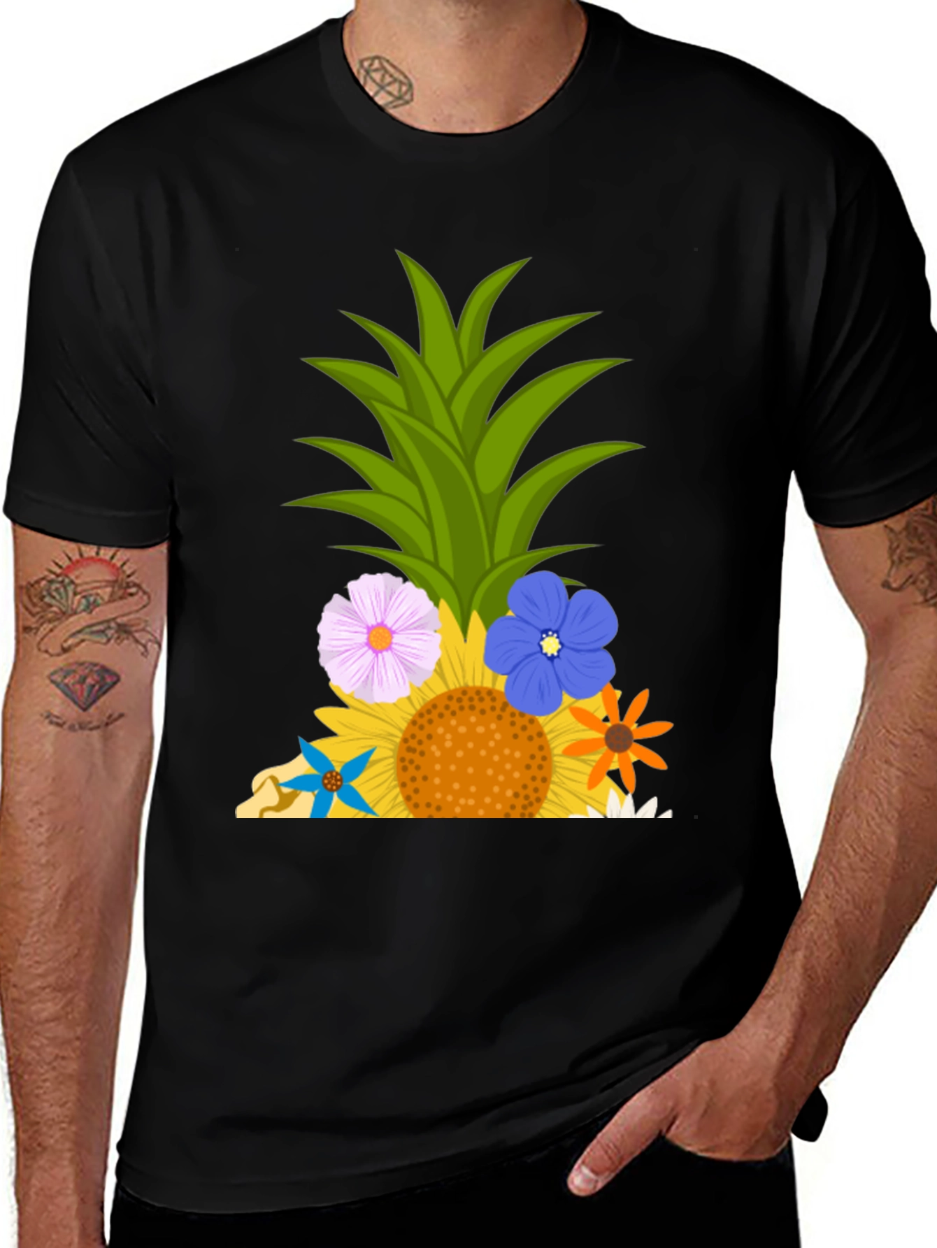 Variant 27 of Tropical Pineapple Floral Graphic Tee