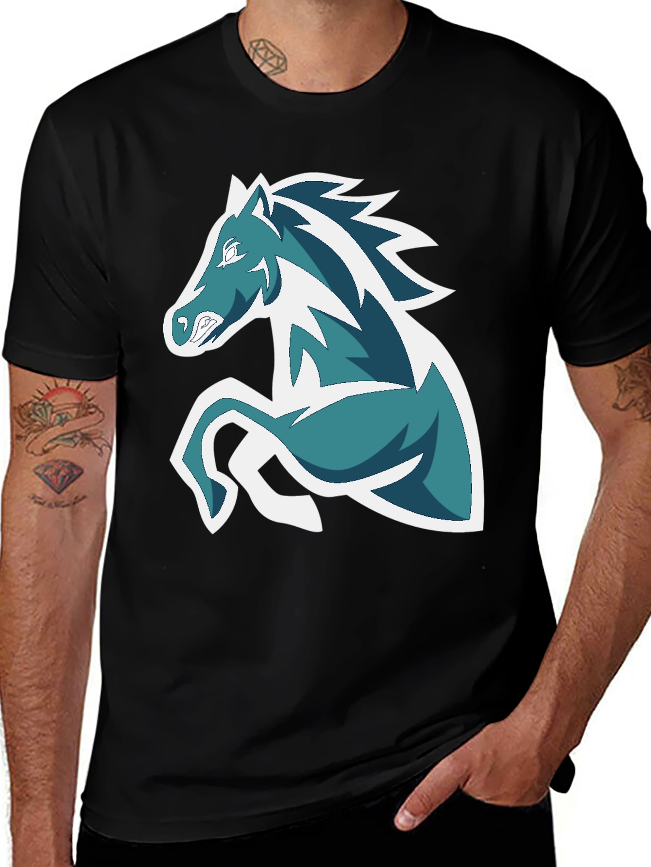 Variant 15 of Horse Graphic Tee - Men's Black T-Shirt