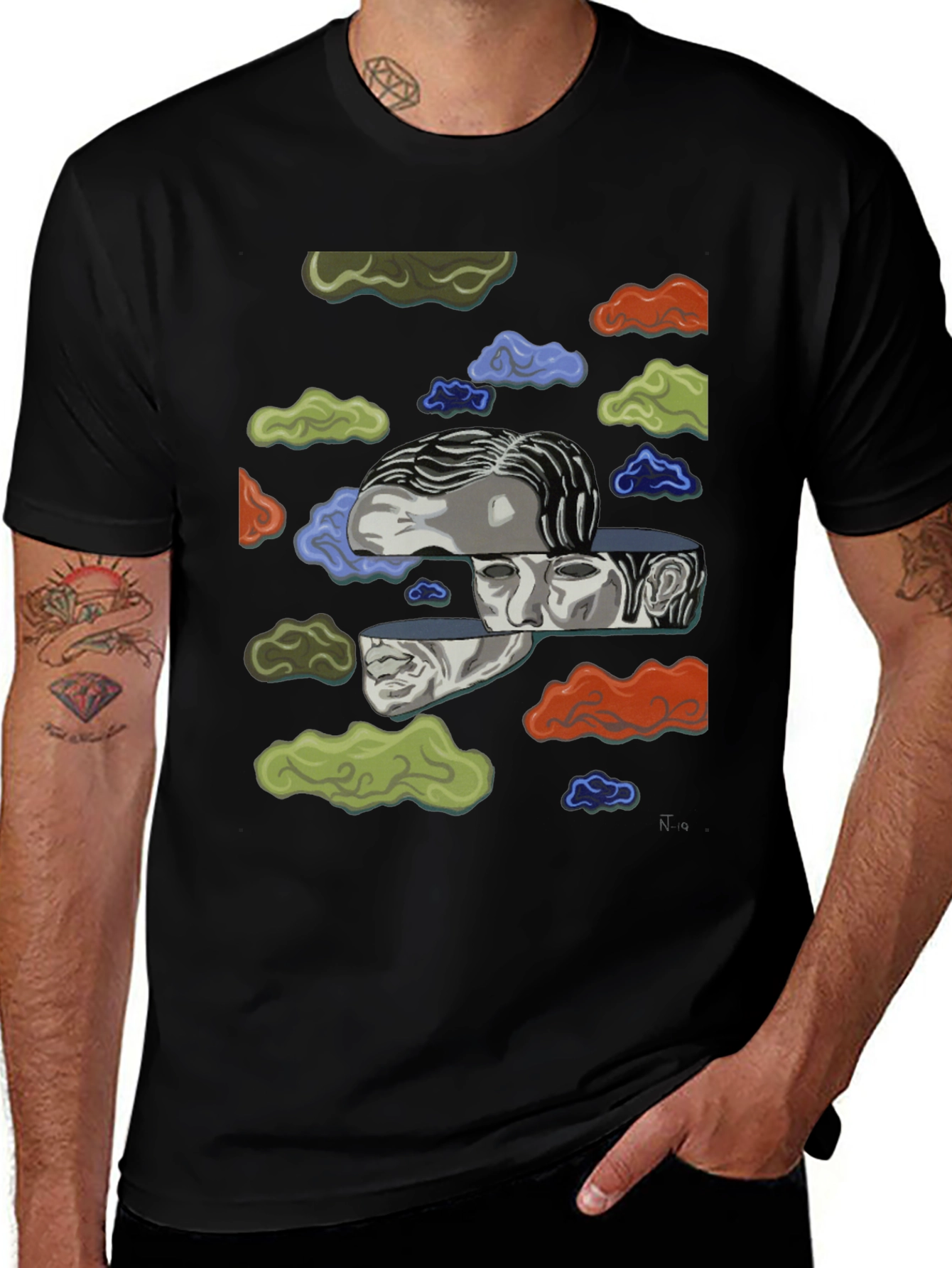 Variant 4 of Surreal Cloud Face Graphic T-Shirt