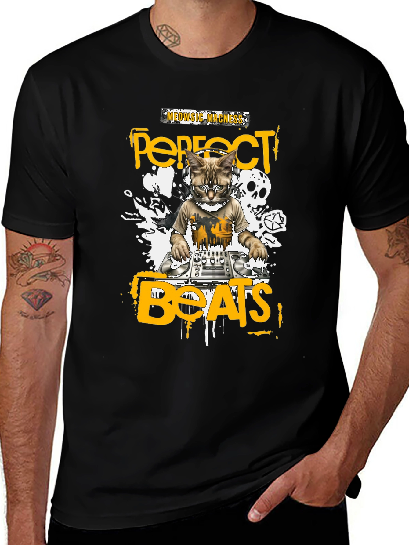 Variant 19 of Perfect Beats Cat DJ T-Shirt