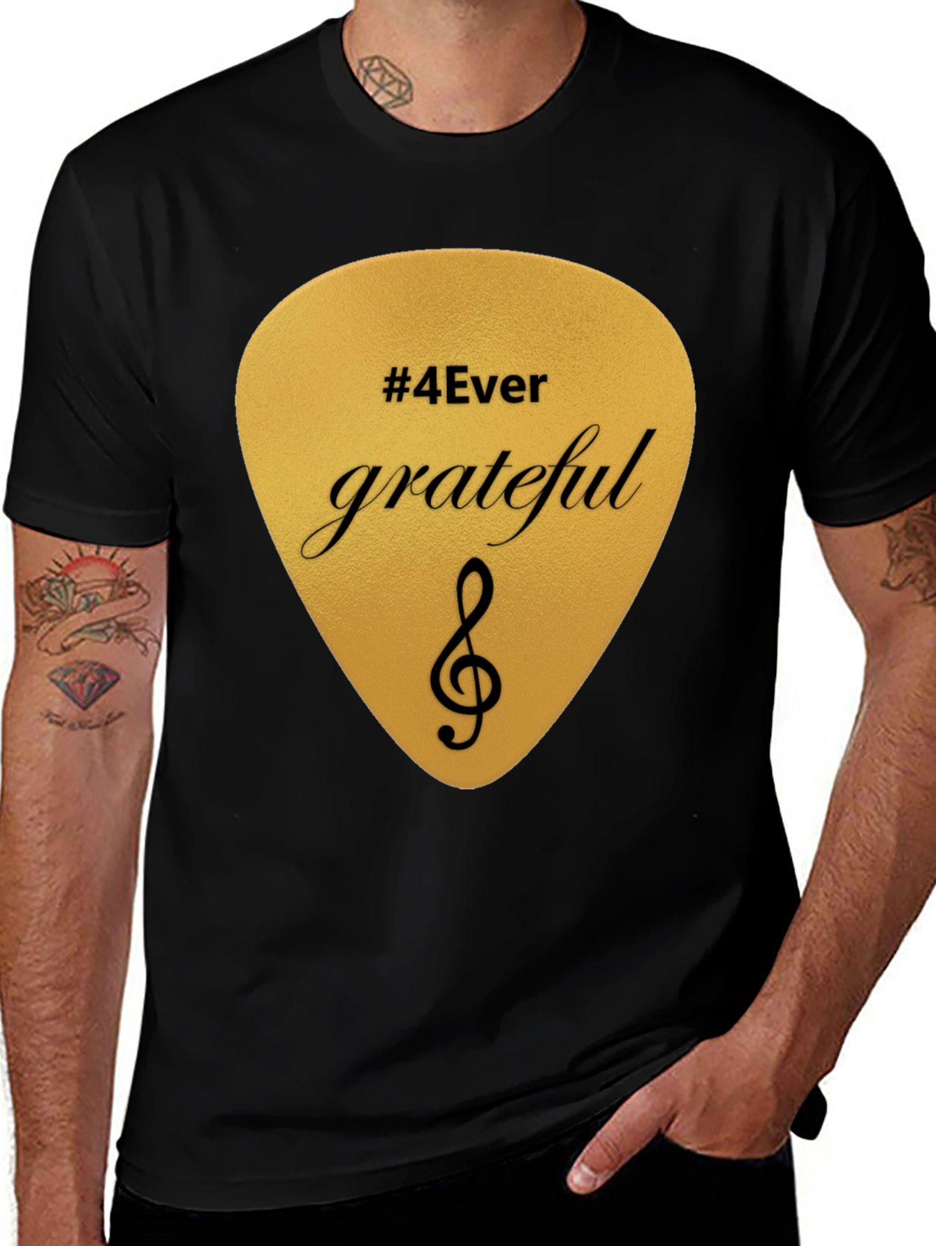 Variant 8 of Grateful #4Ever Guitar Pick Black T-Shirt