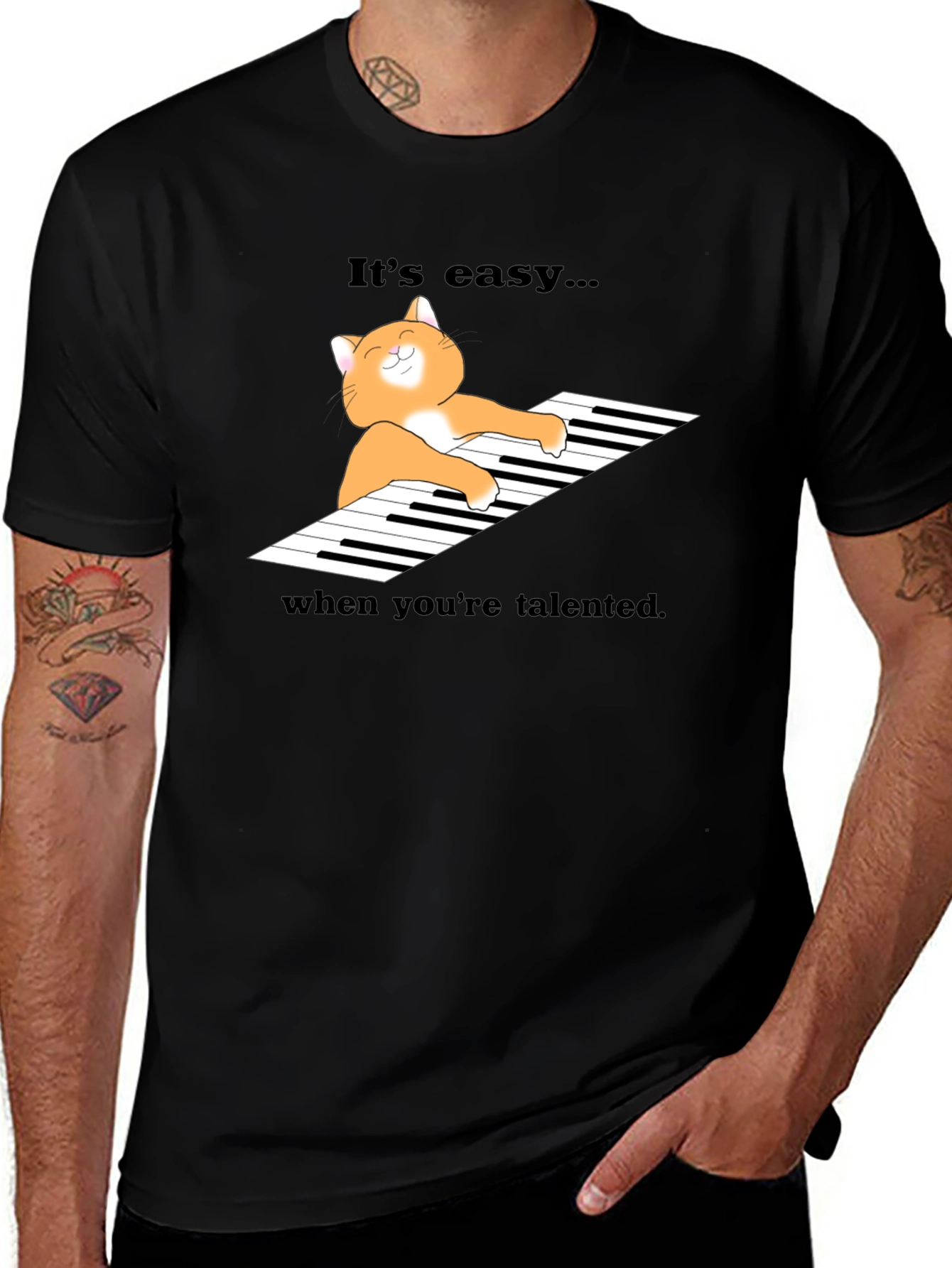 Variant 6 of Cat Playing Piano Graphic T-Shirt