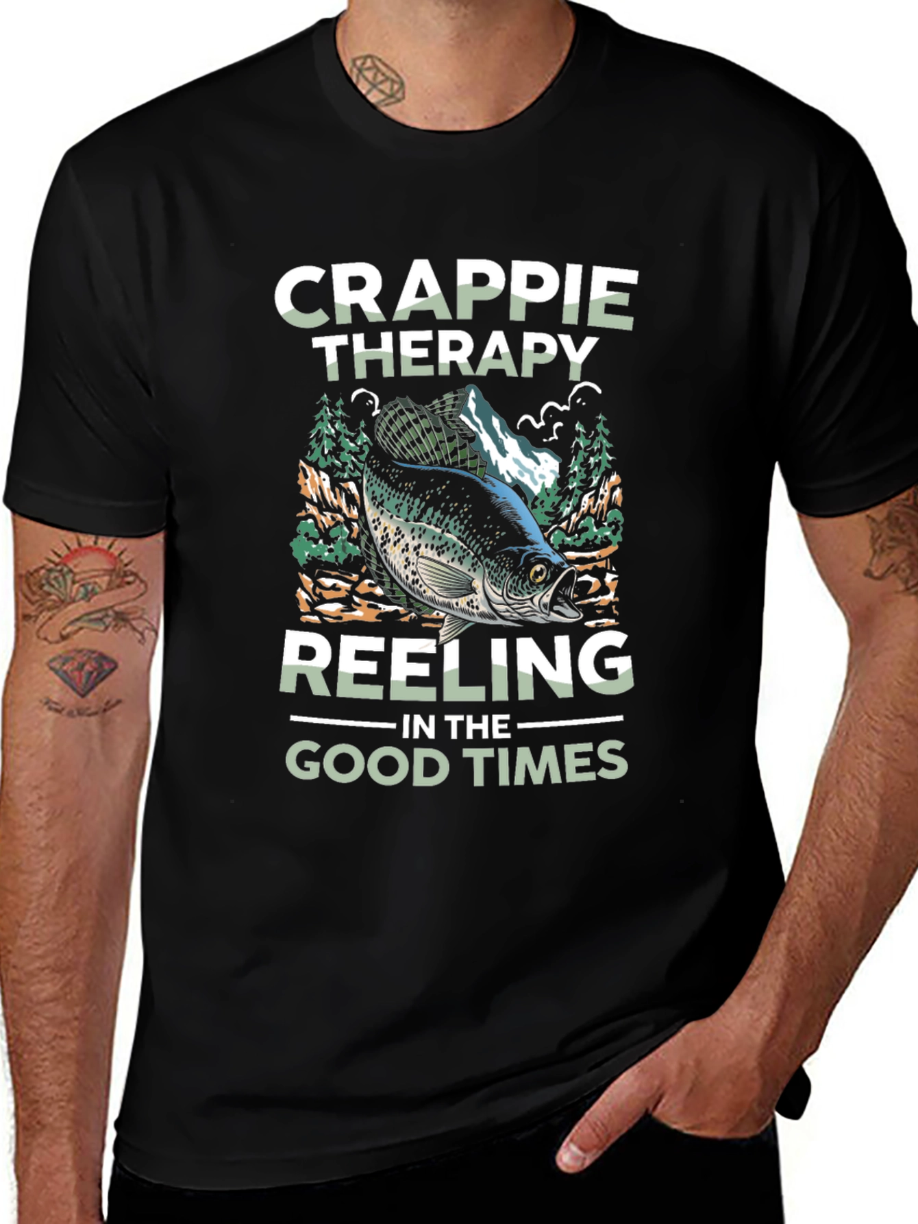 Variant 3 of Crappie Therapy Fishing T-Shirt