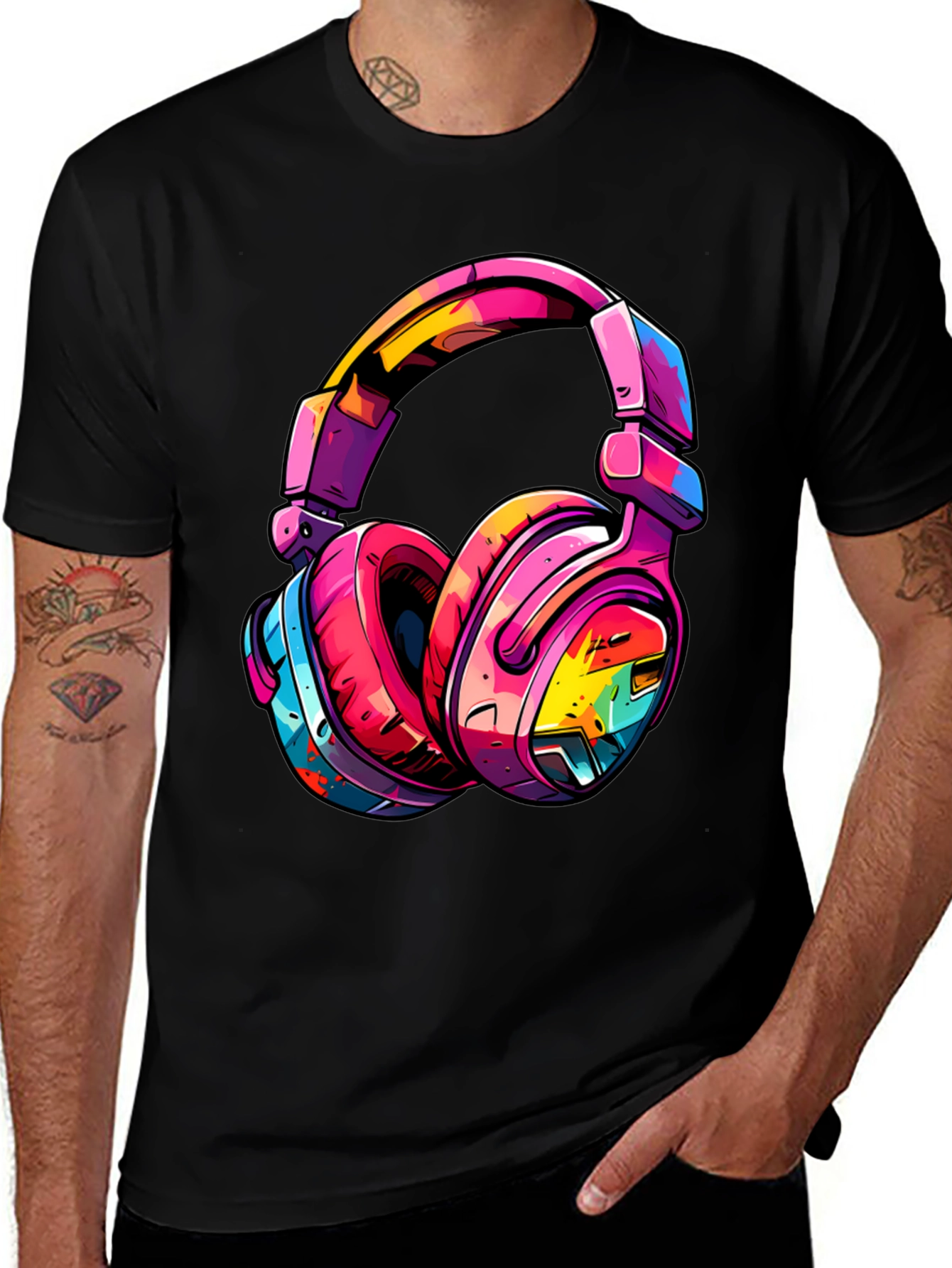Variant 22 of Colorful Headphones Graphic T-Shirt