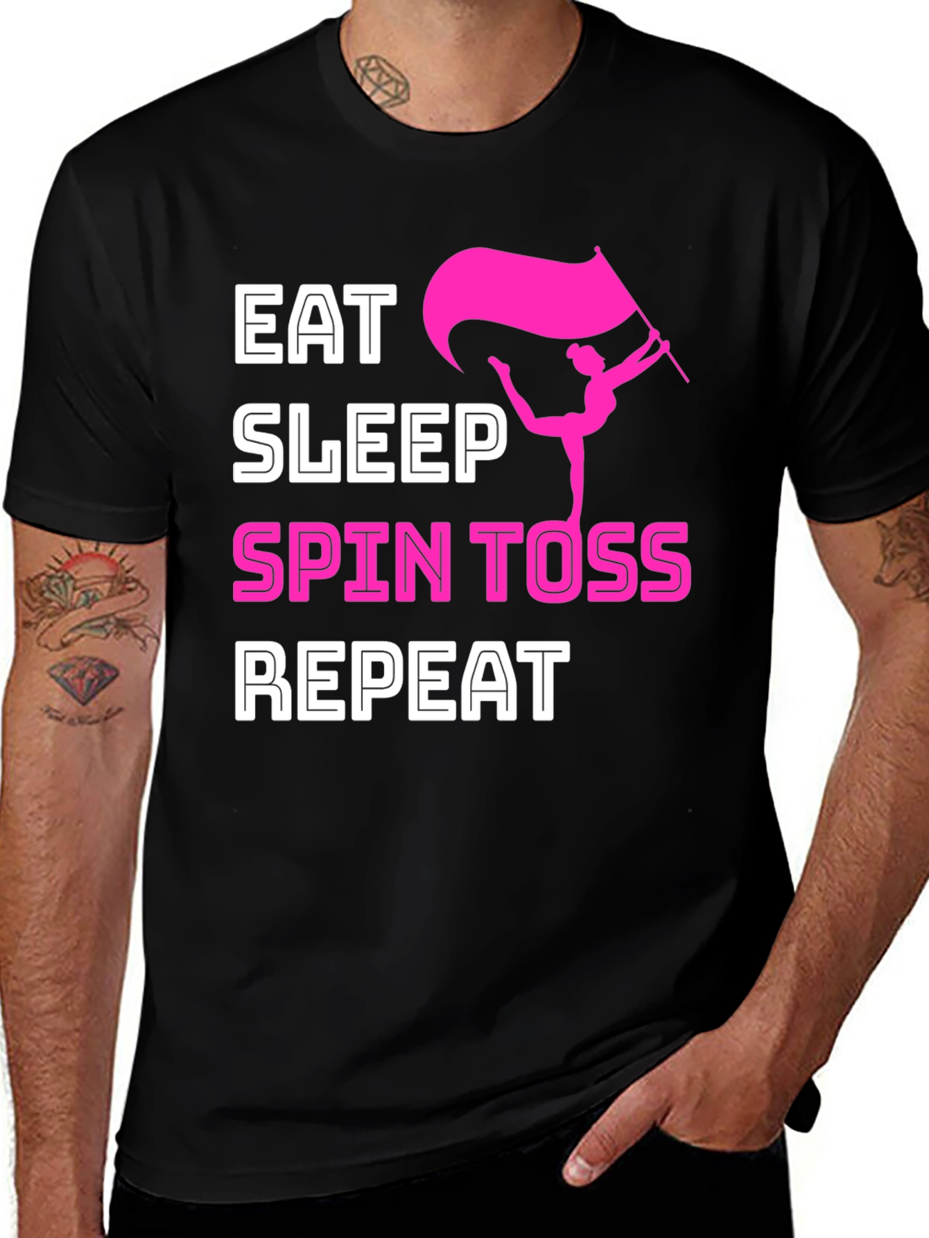 Variant 8 of Eat Sleep Spin Toss Repeat T-Shirt - Color Guard Tee