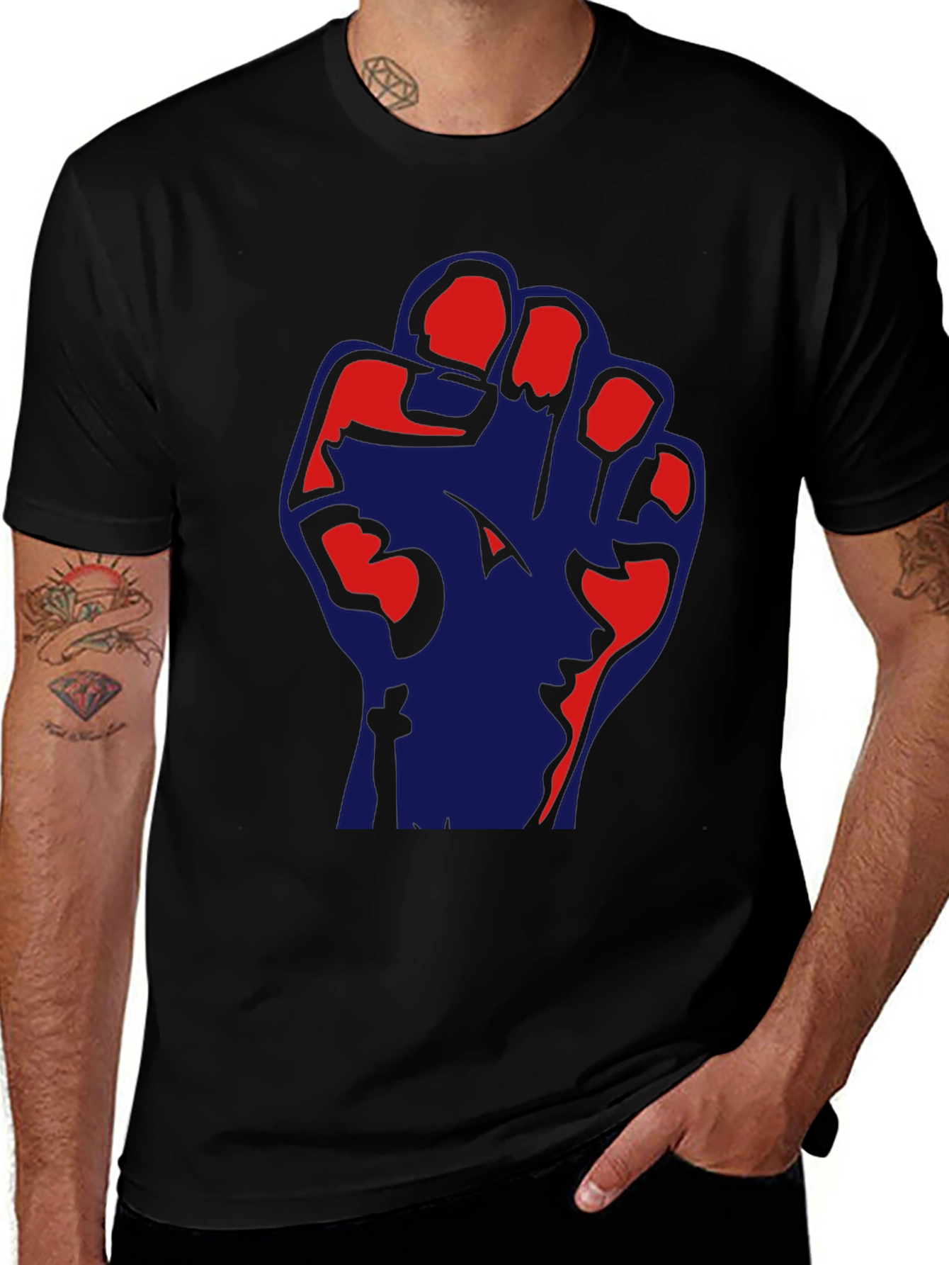 Variant 20 of Political Fist Graphic Black T-Shirt