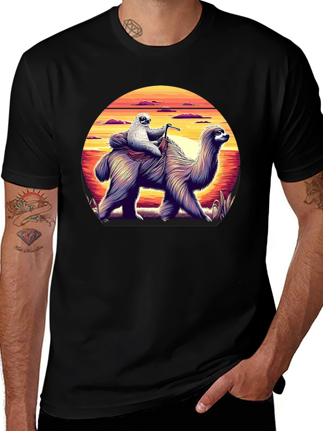 Variant 7 of Sloth Riding Llama Graphic Tee