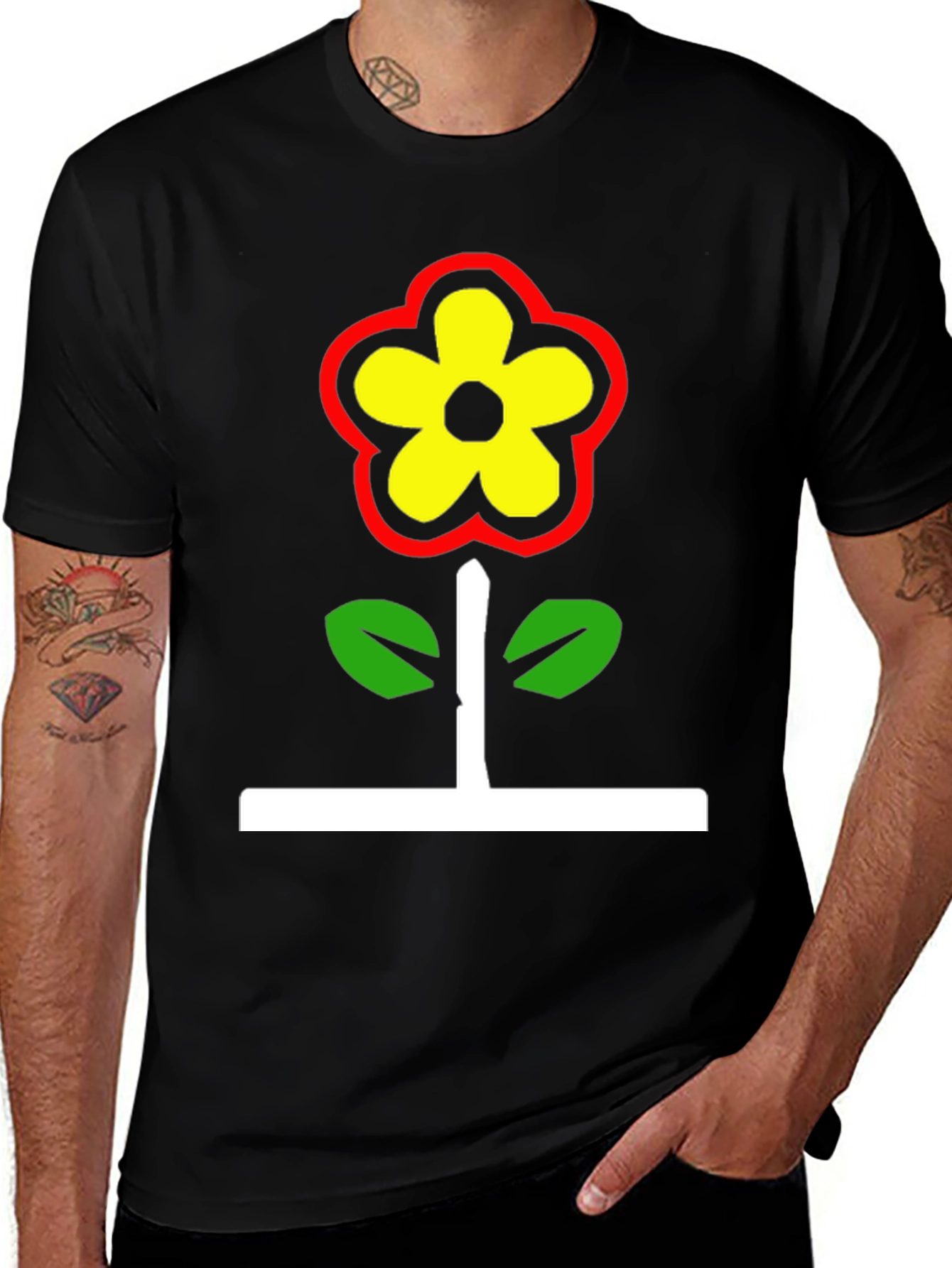 Variant 22 of Retro Flower Graphic Tee - Black