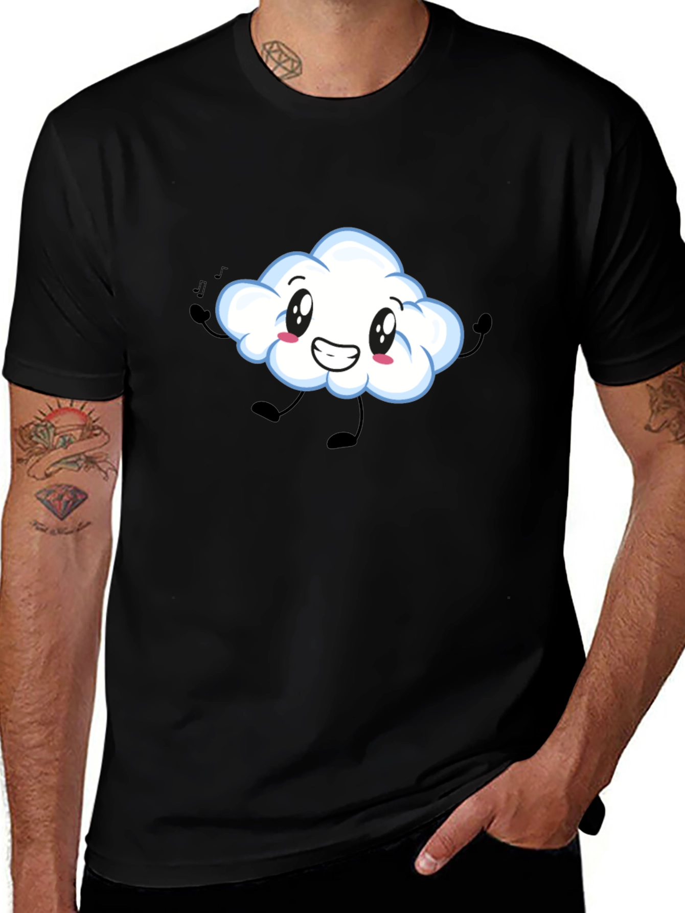 Variant 21 of Cute Cloud Graphic Print Black T-Shirt