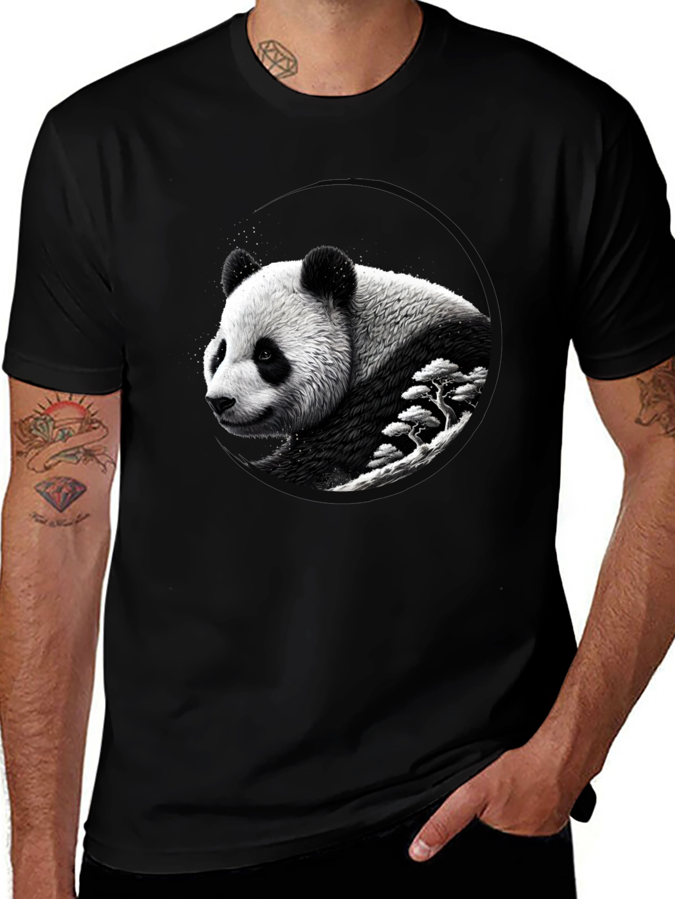 Variant 5 of Panda Graphic Black T-Shirt - Unique Design