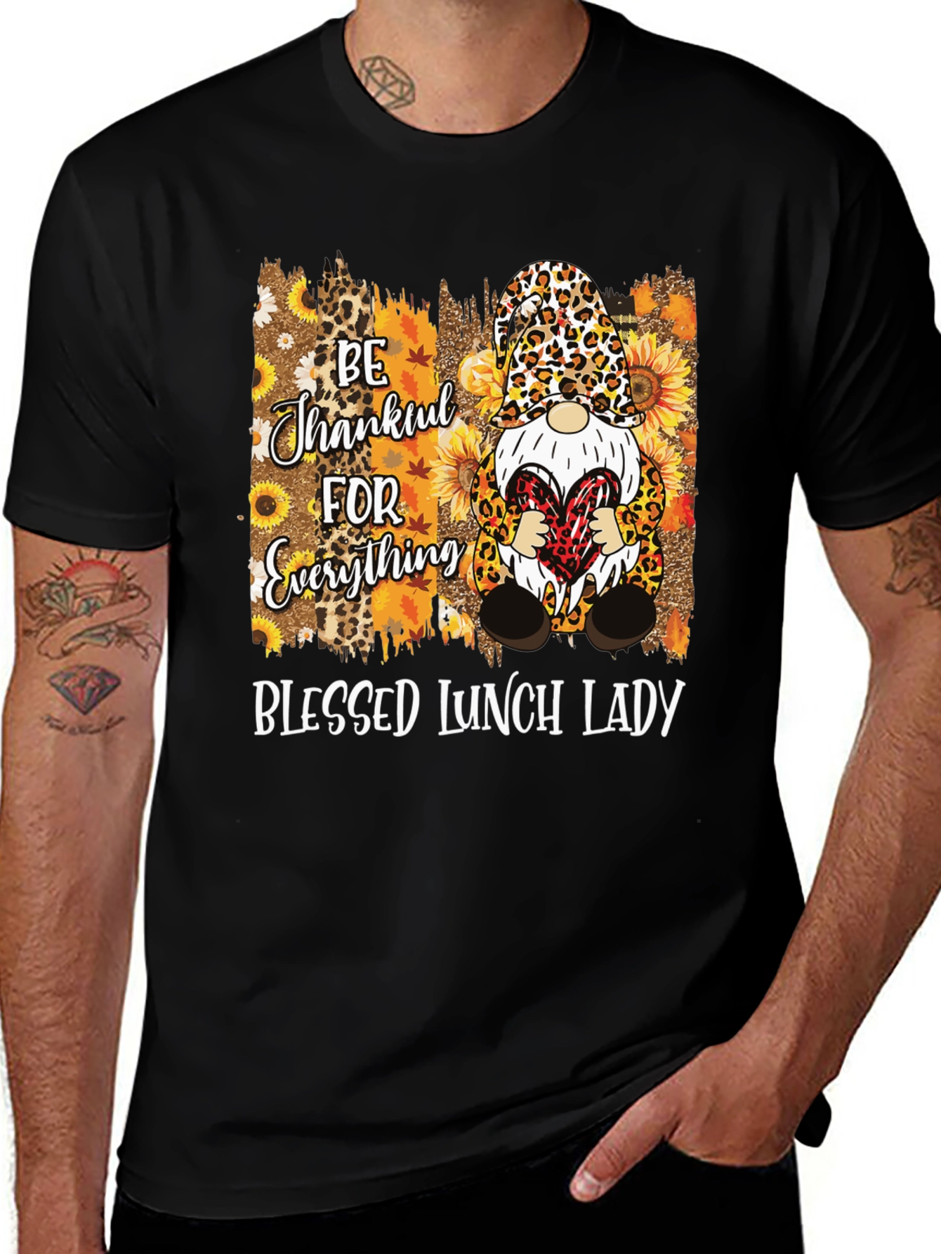 Blessed Lunch Lady Thanksgiving Gnome T-Shirt