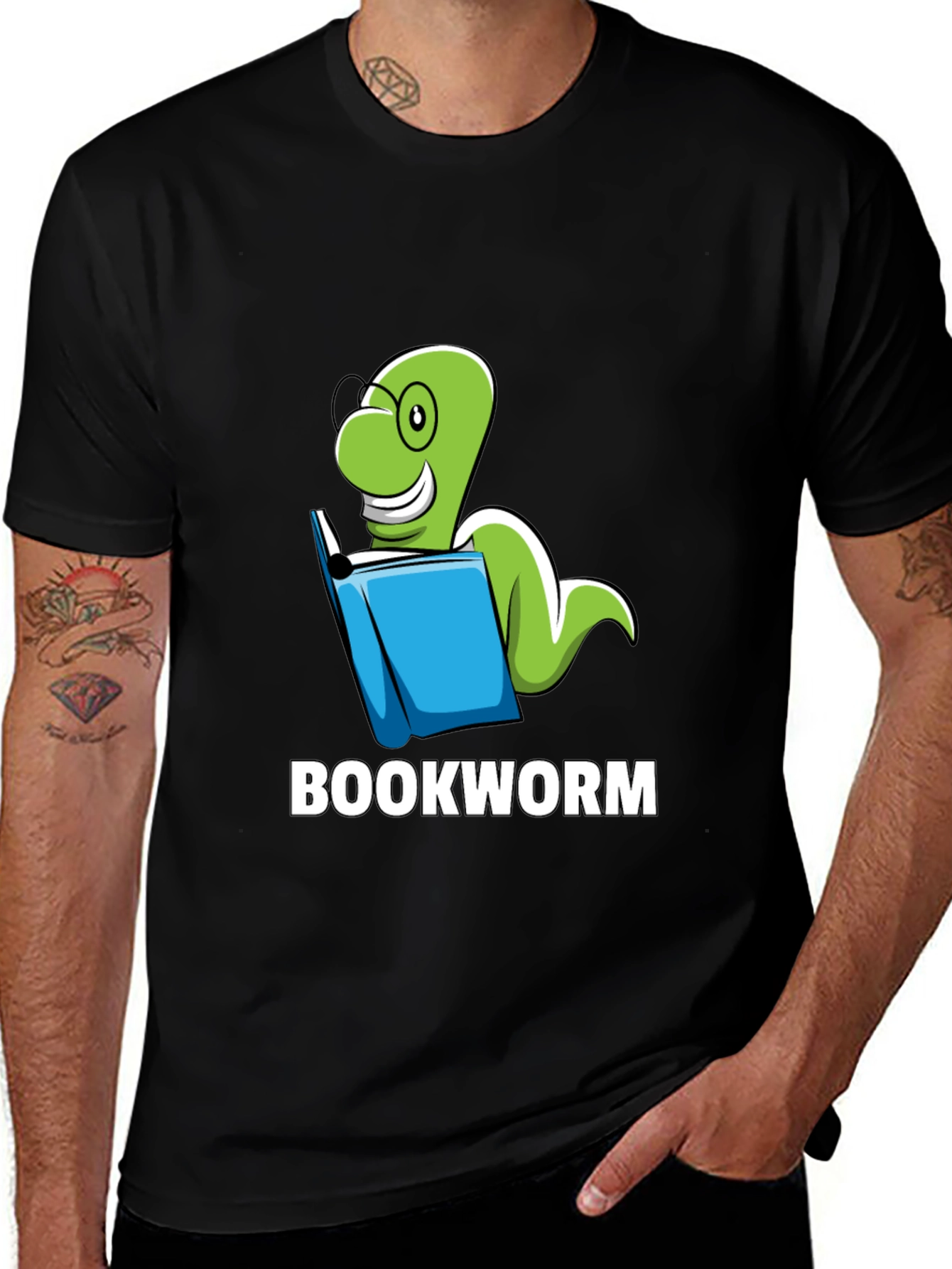 Variant 2 of Bookworm T-Shirt: Funny Green Worm Reading