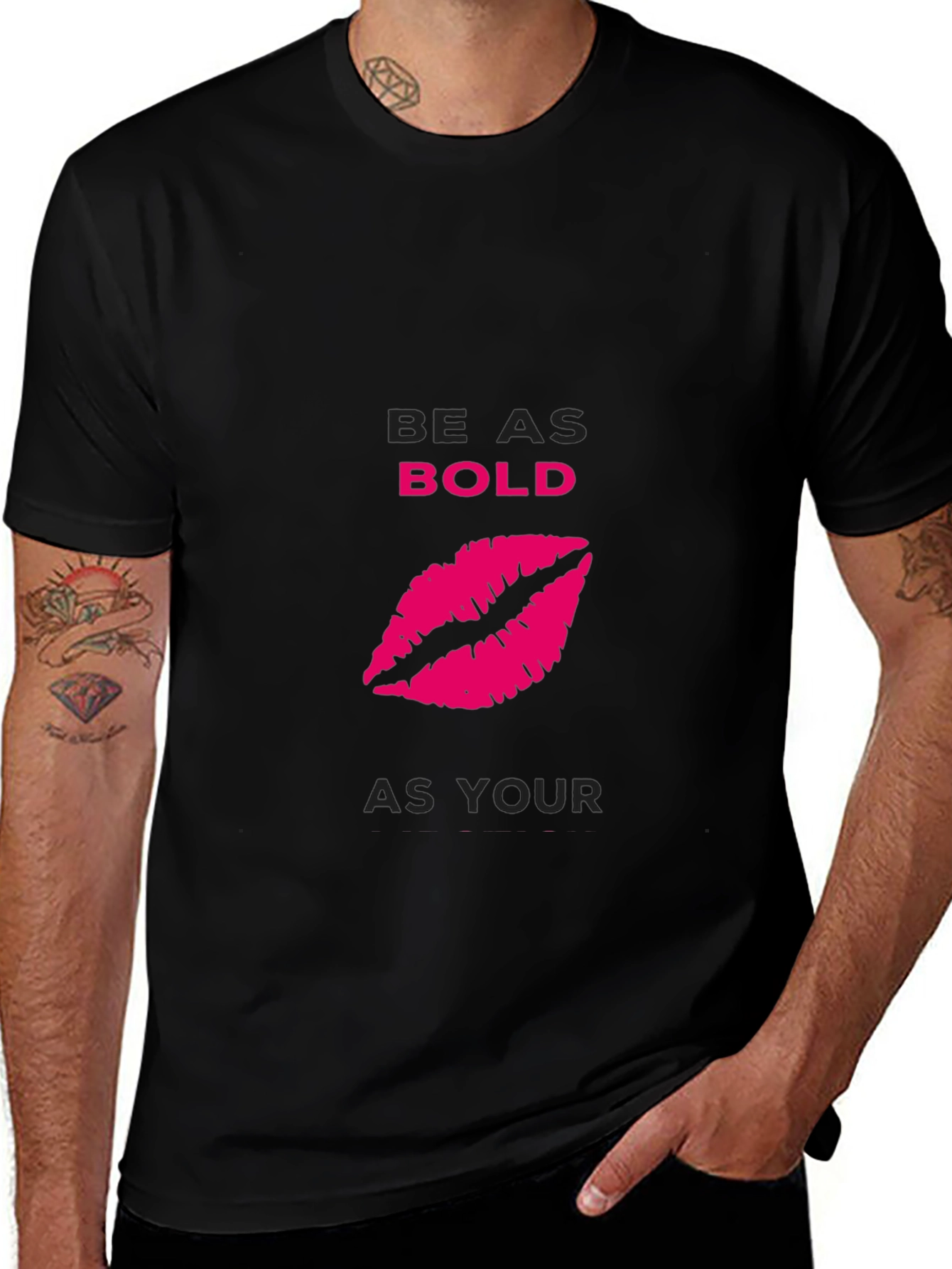 Variant 21 of Bold Lips Graphic Black T-Shirt