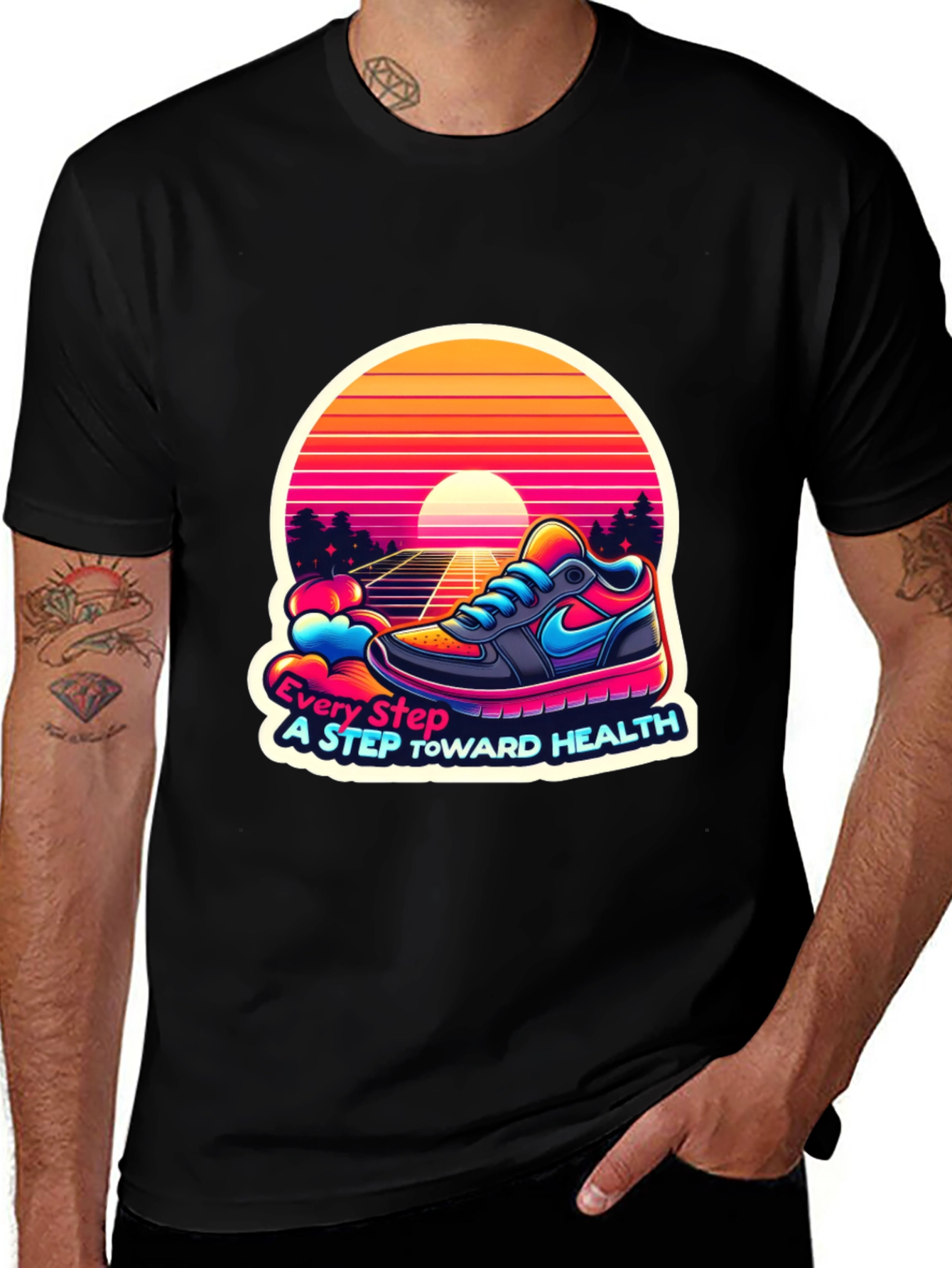 Variant 5 of Retro-Style Fitness T-Shirt: Every Step Toward Health