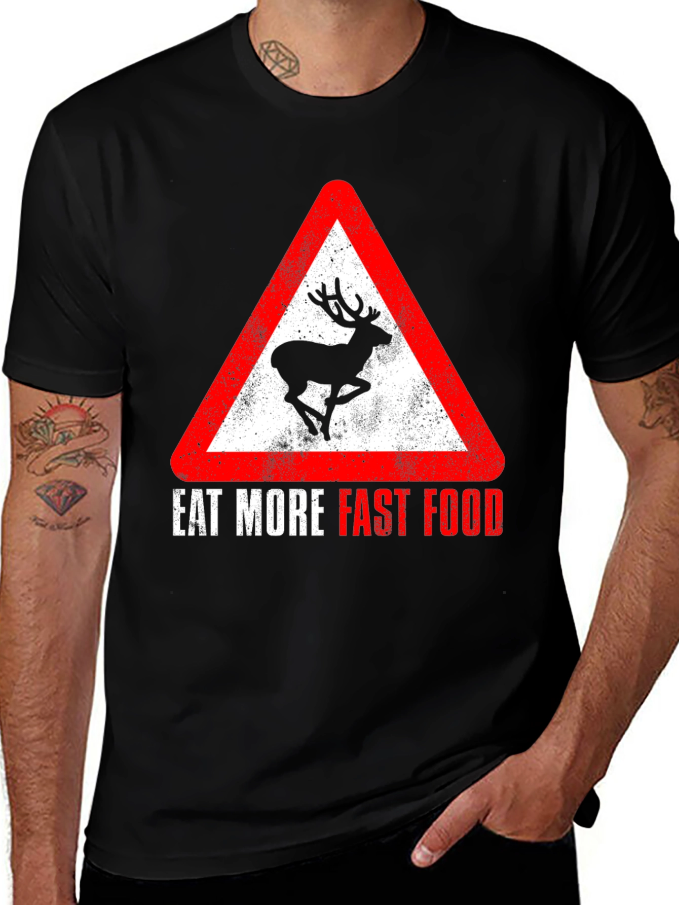 Variant 16 of Eat More Fast Food Deer Graphic T-Shirt
