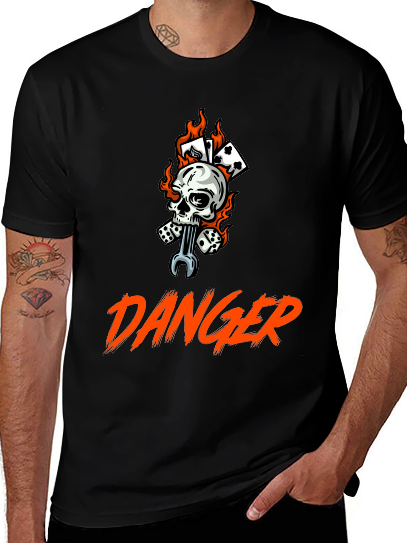 Variant 24 of Danger Skull Graphic Black T-Shirt