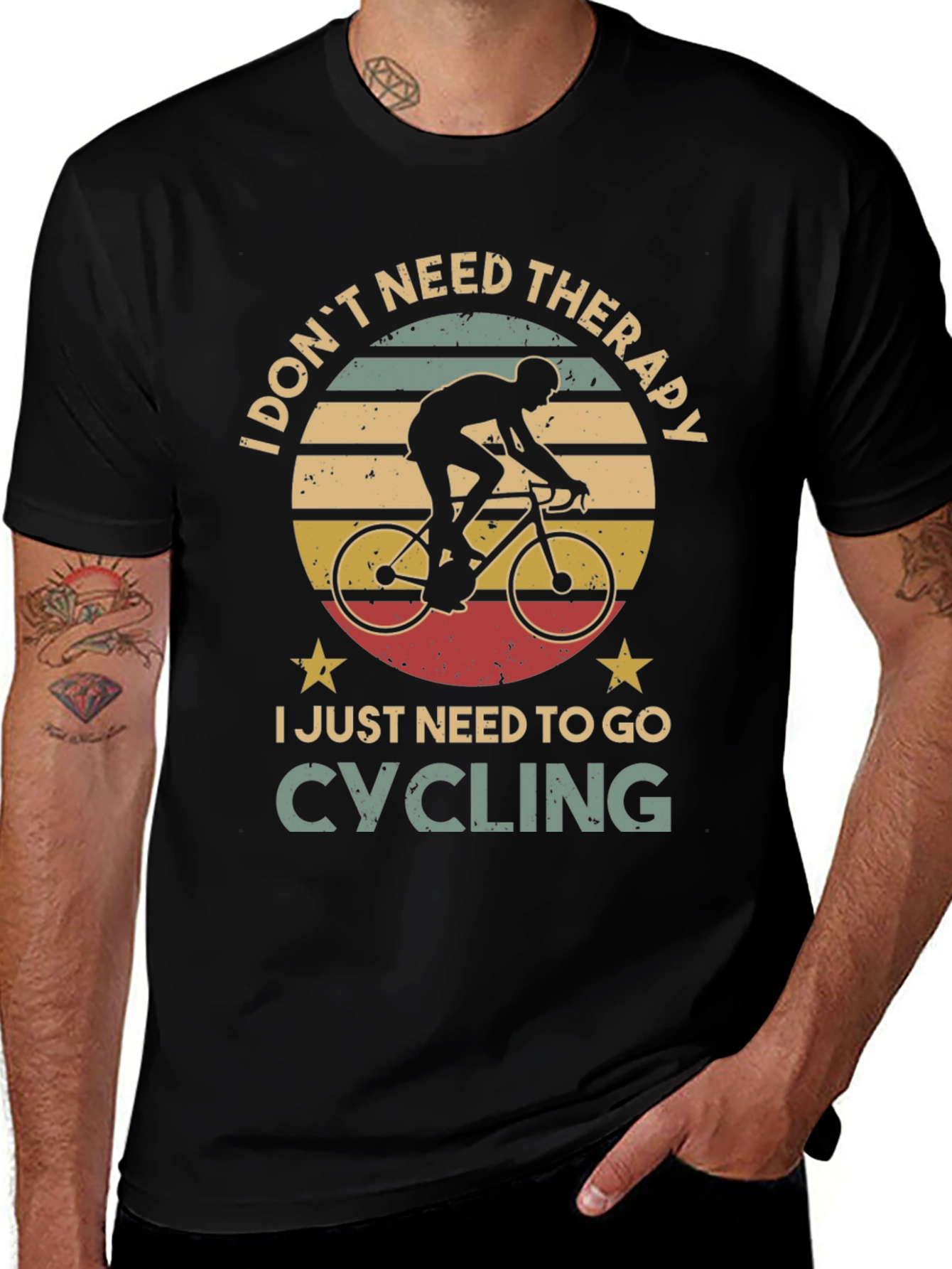 Variant 19 of Cycling Therapy T-Shirt: Ride Your Worries Away!